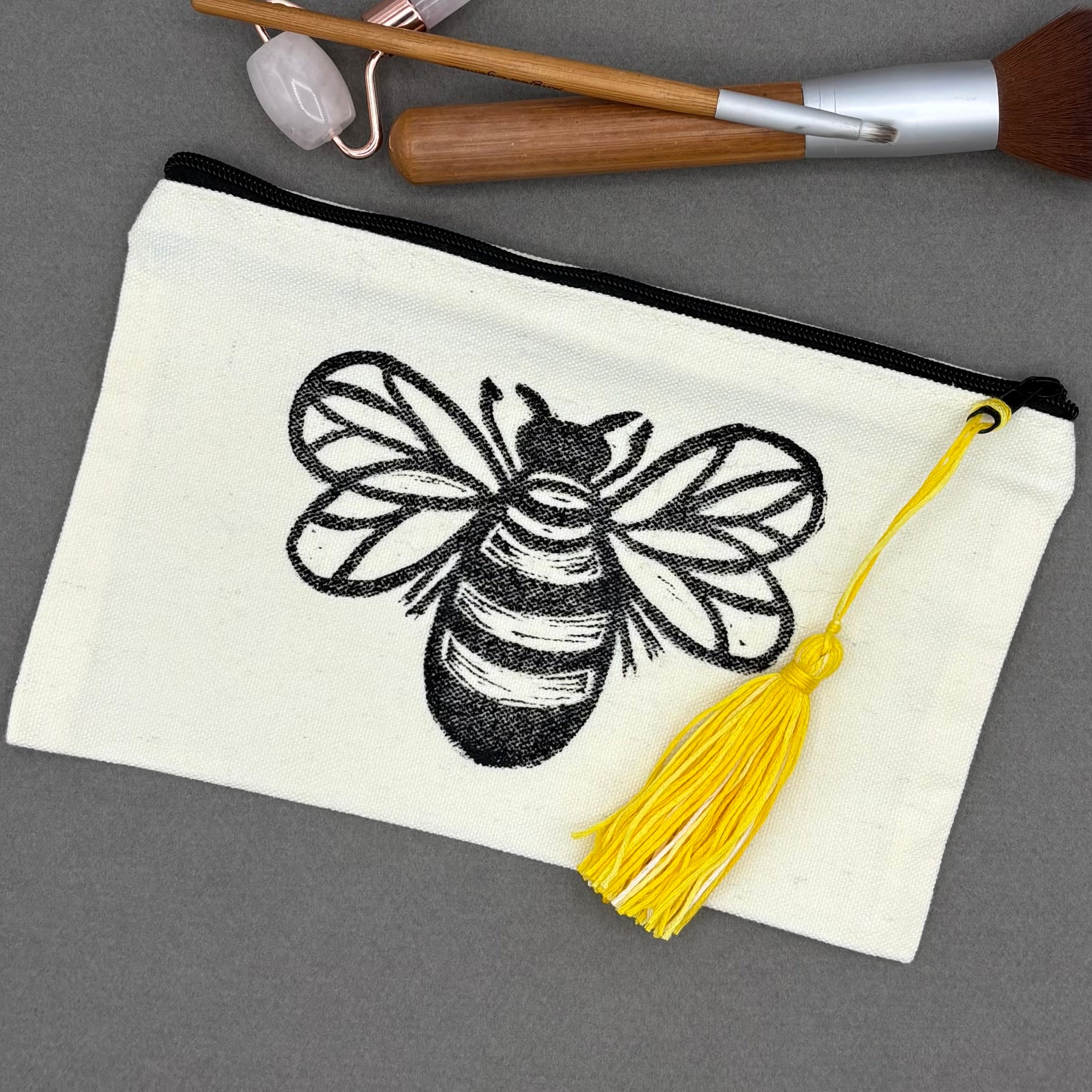Accessory Pouch with Colored Zipper • Bee