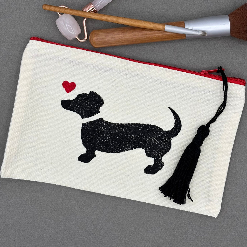 Accessory Pouch with Colored Zipper • Dachshund •