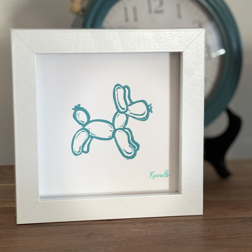 Block Print Framed • Balloon Dog 5x5