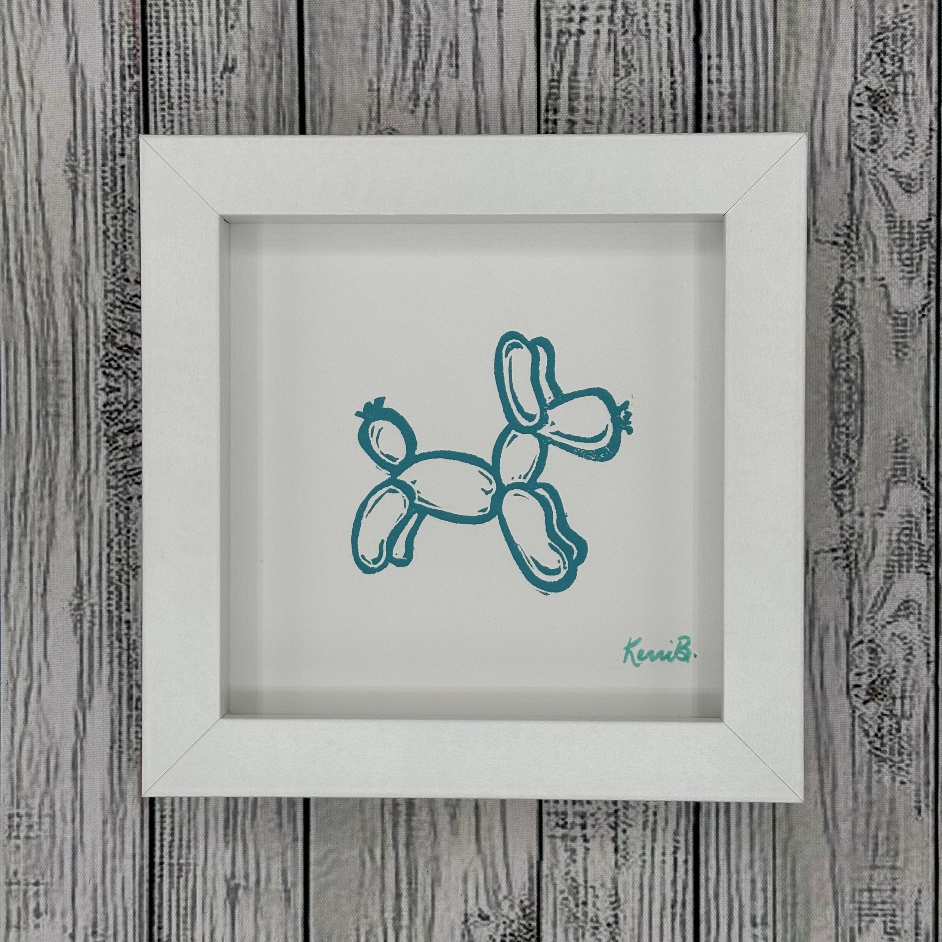 Block Print Framed • Balloon Dog 5x5