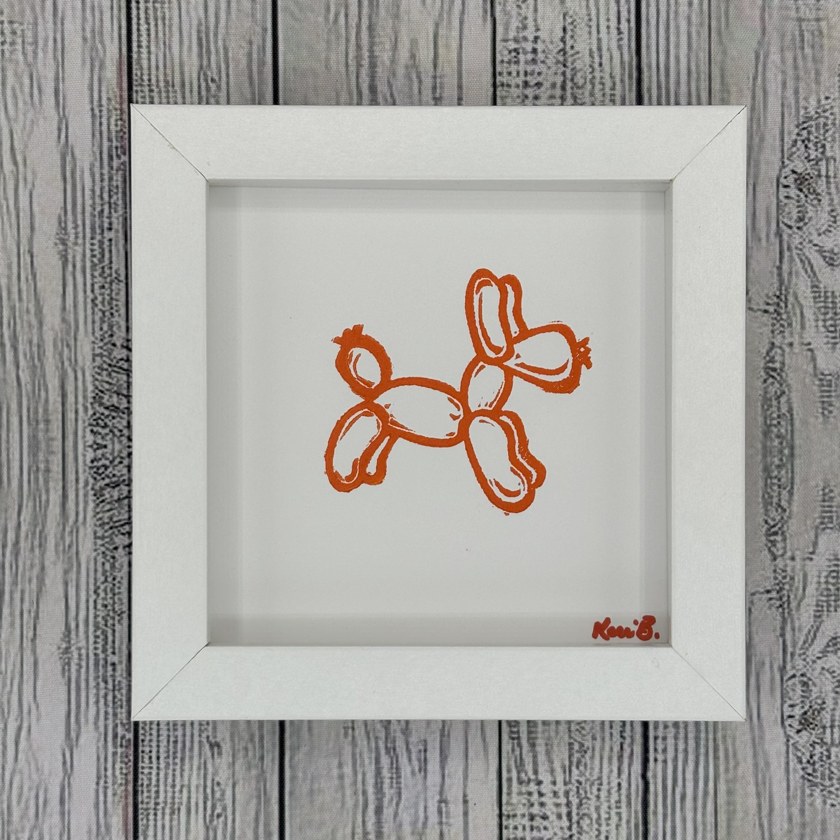 Block Print Framed • Balloon Dog 5x5