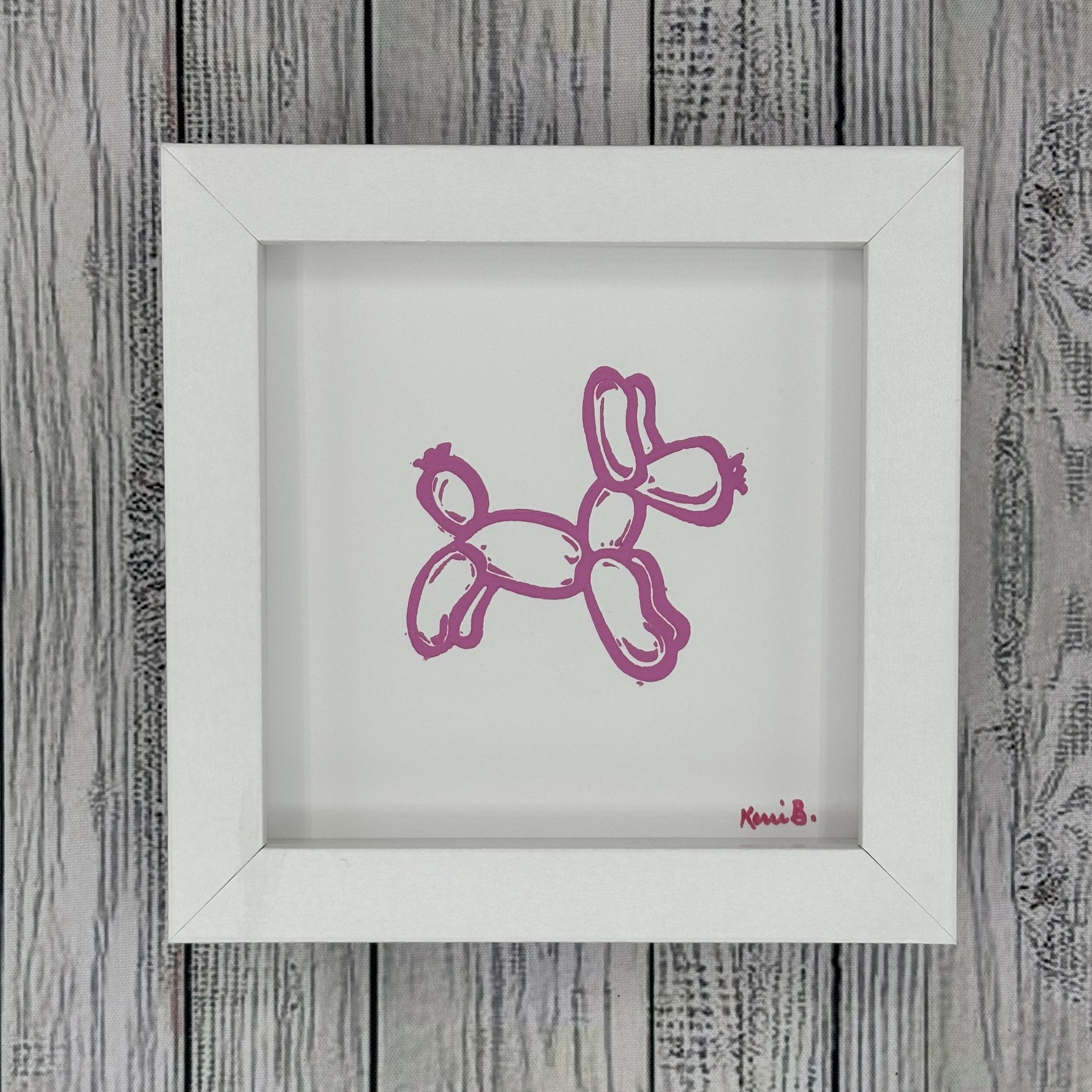 Block Print Framed • Balloon Dog 5x5
