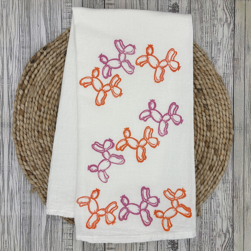 Flour Sack Kitchen Towel • Balloon Dogs •