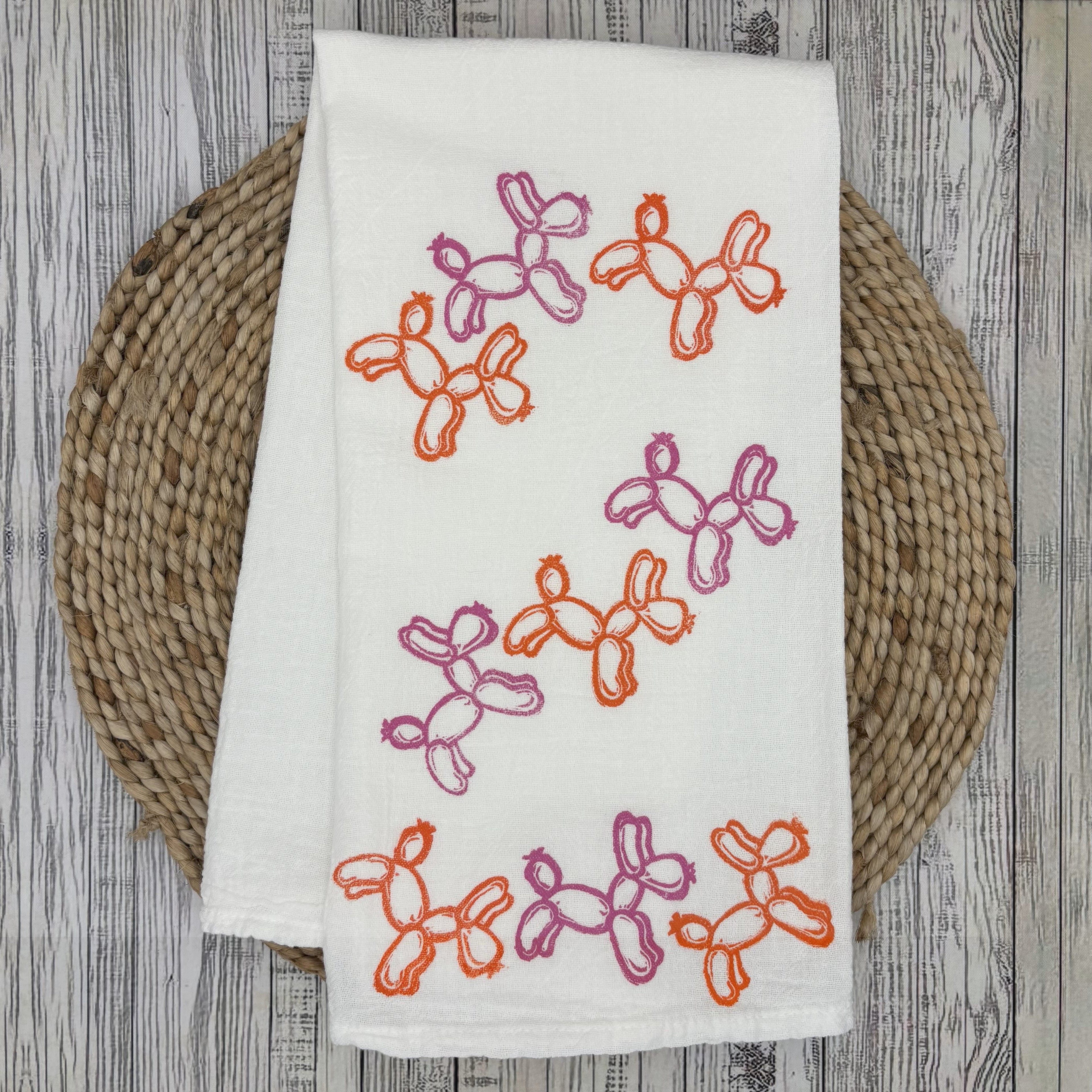 Flour Sack Kitchen Towel • Balloon Dogs •