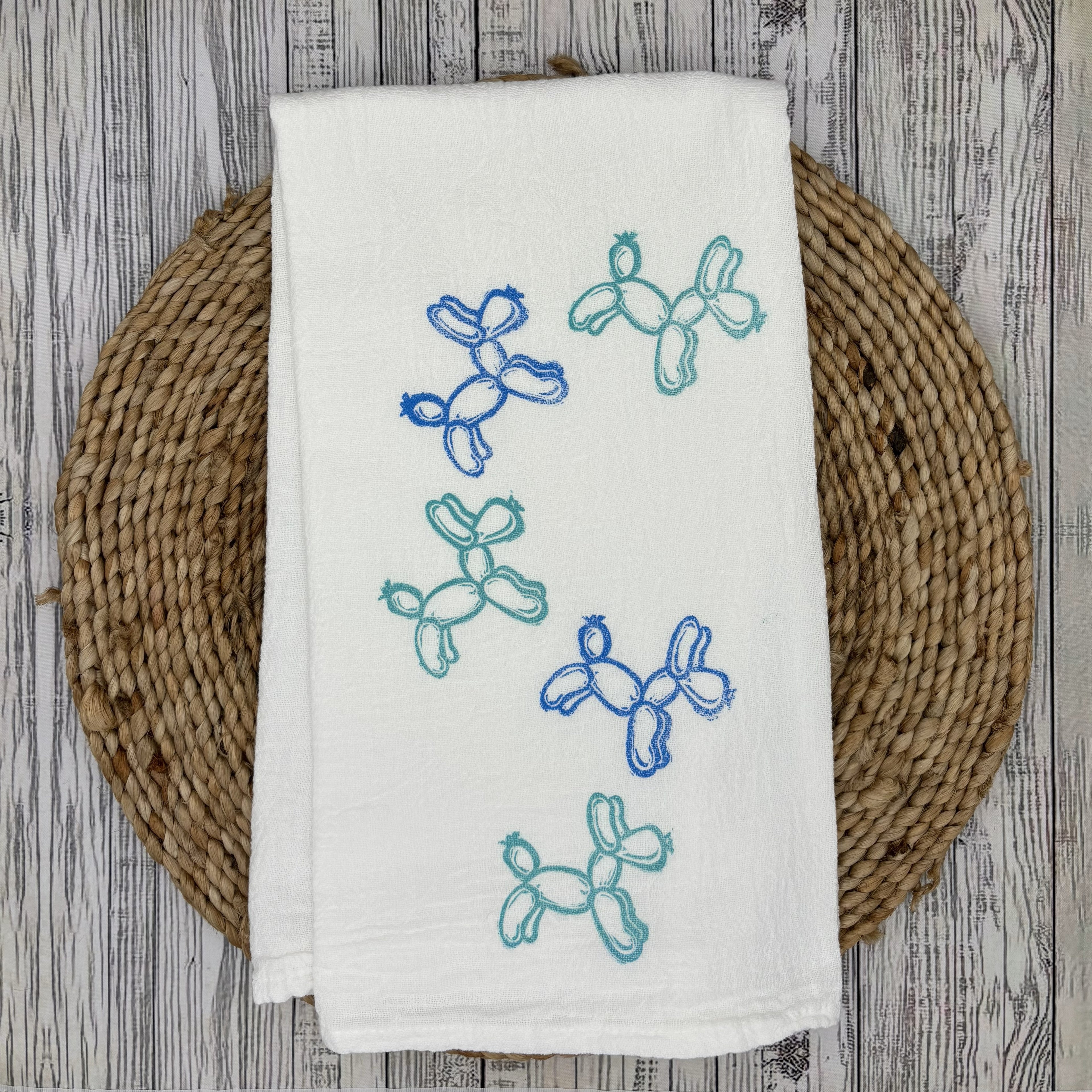 Flour Sack Kitchen Towel • Balloon Dogs •