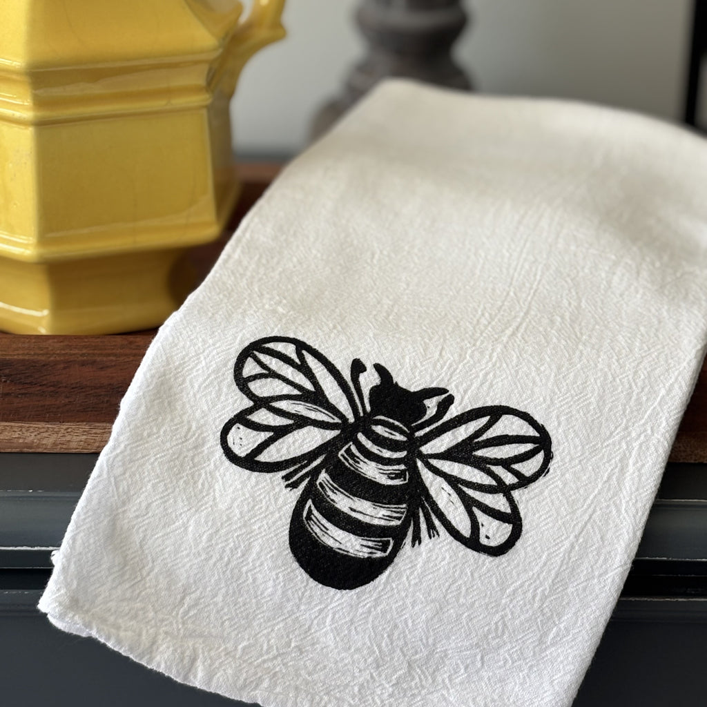Flour Sack Kitchen Towel • Bee •