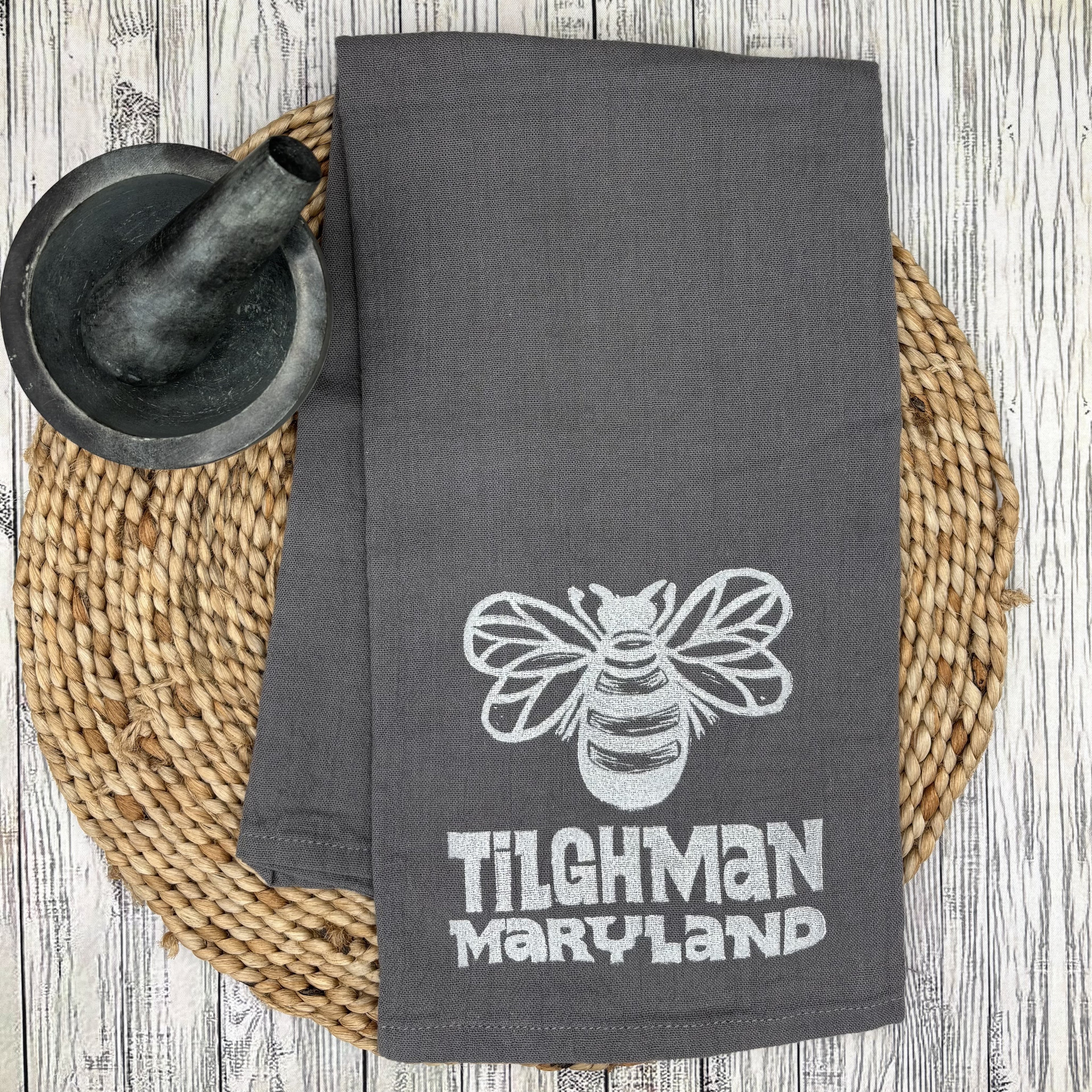 Flour Sack Kitchen Towel • Bee - Maryland Towns •