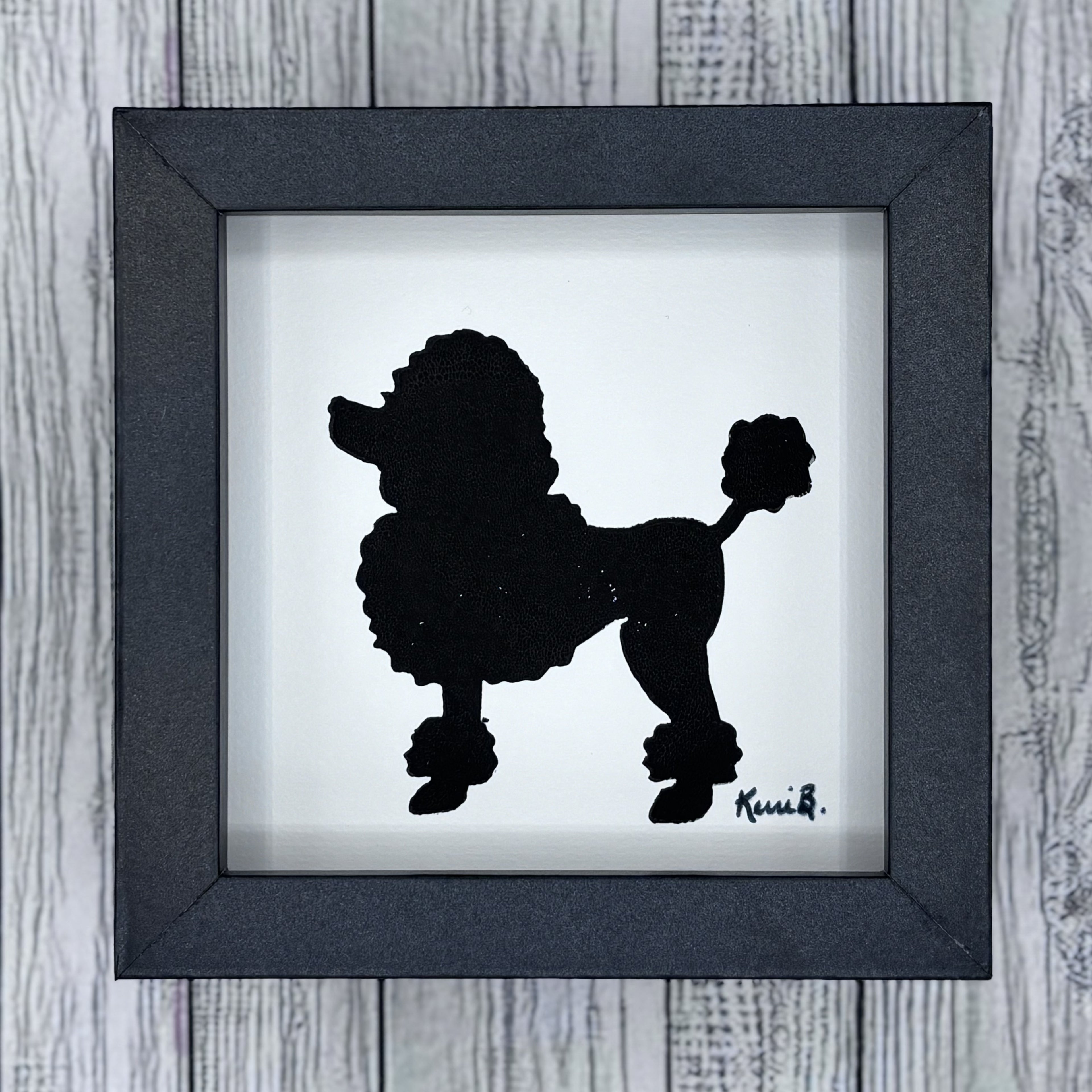 Block Print Framed • Poodle 5x5 •