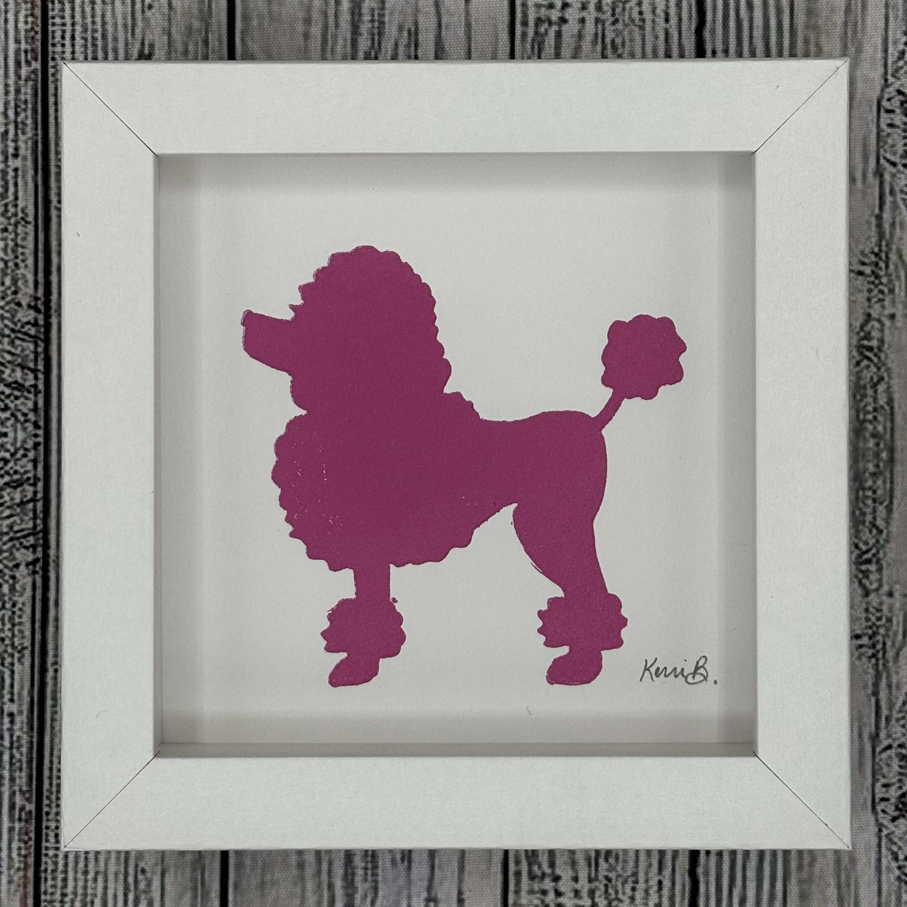 Block Print Framed • Poodle 5x5 •