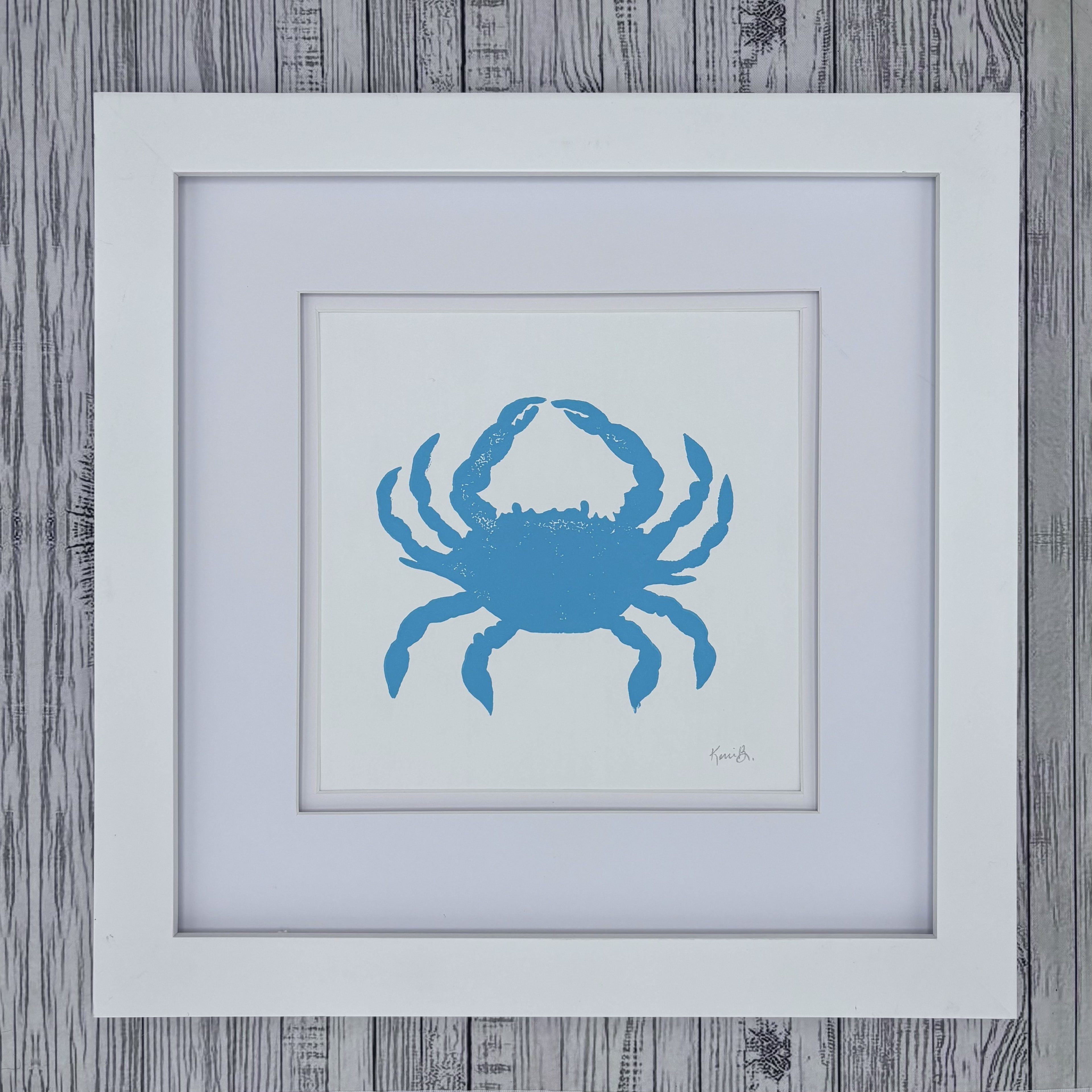 Block Print Framed • Crab 8x8 •
