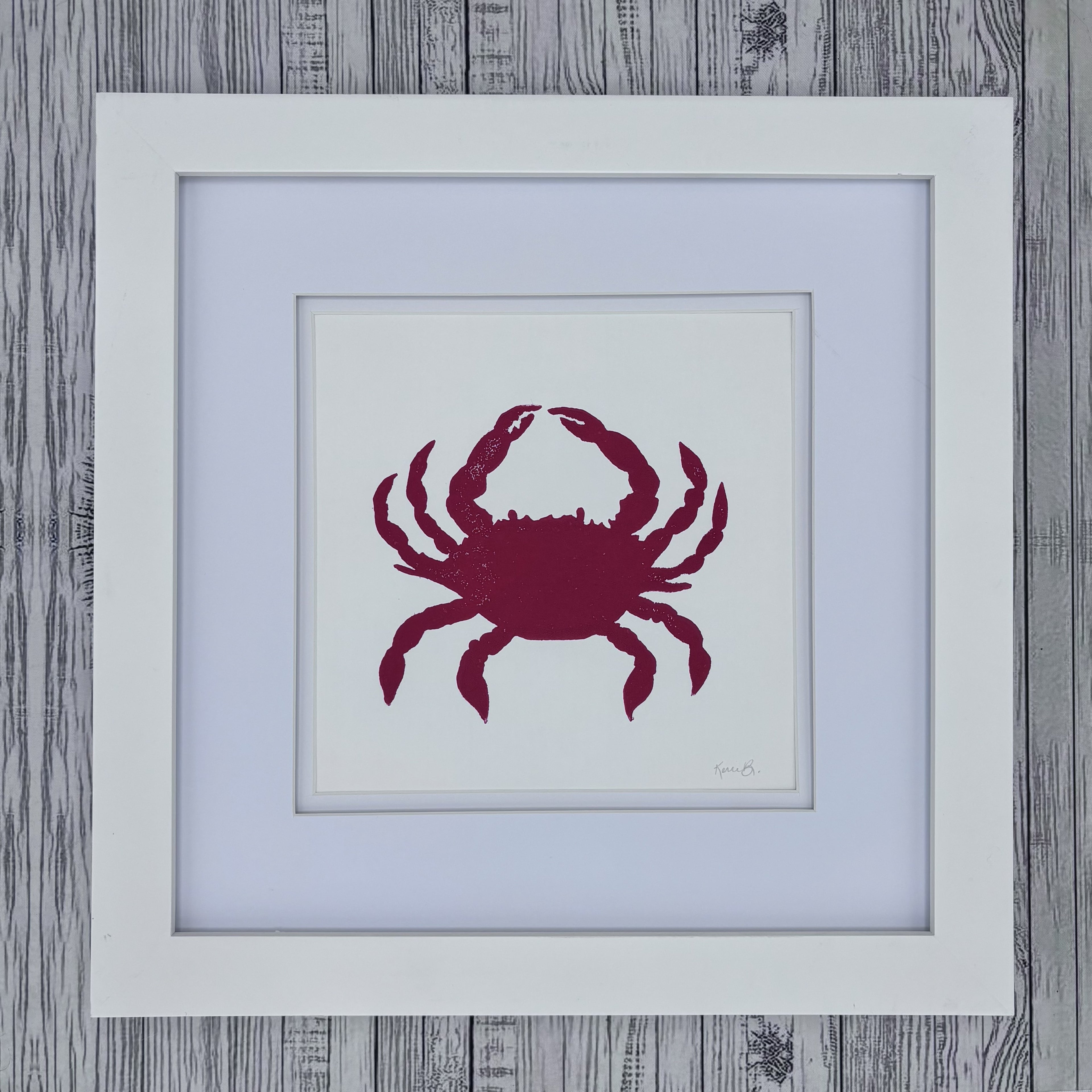Block Print Framed • Crab 8x8 •