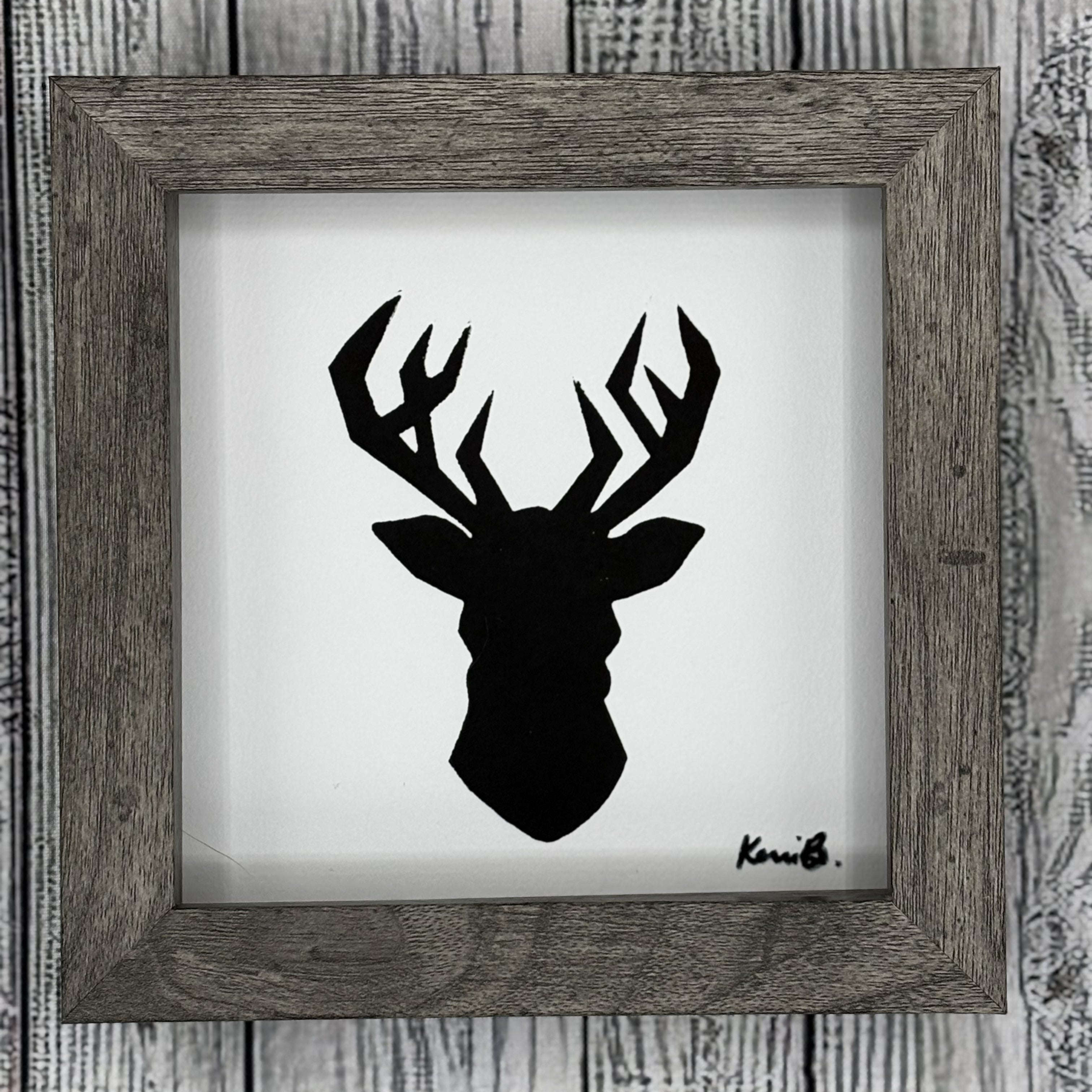 Block Print Framed • Buck Head 5x5 •