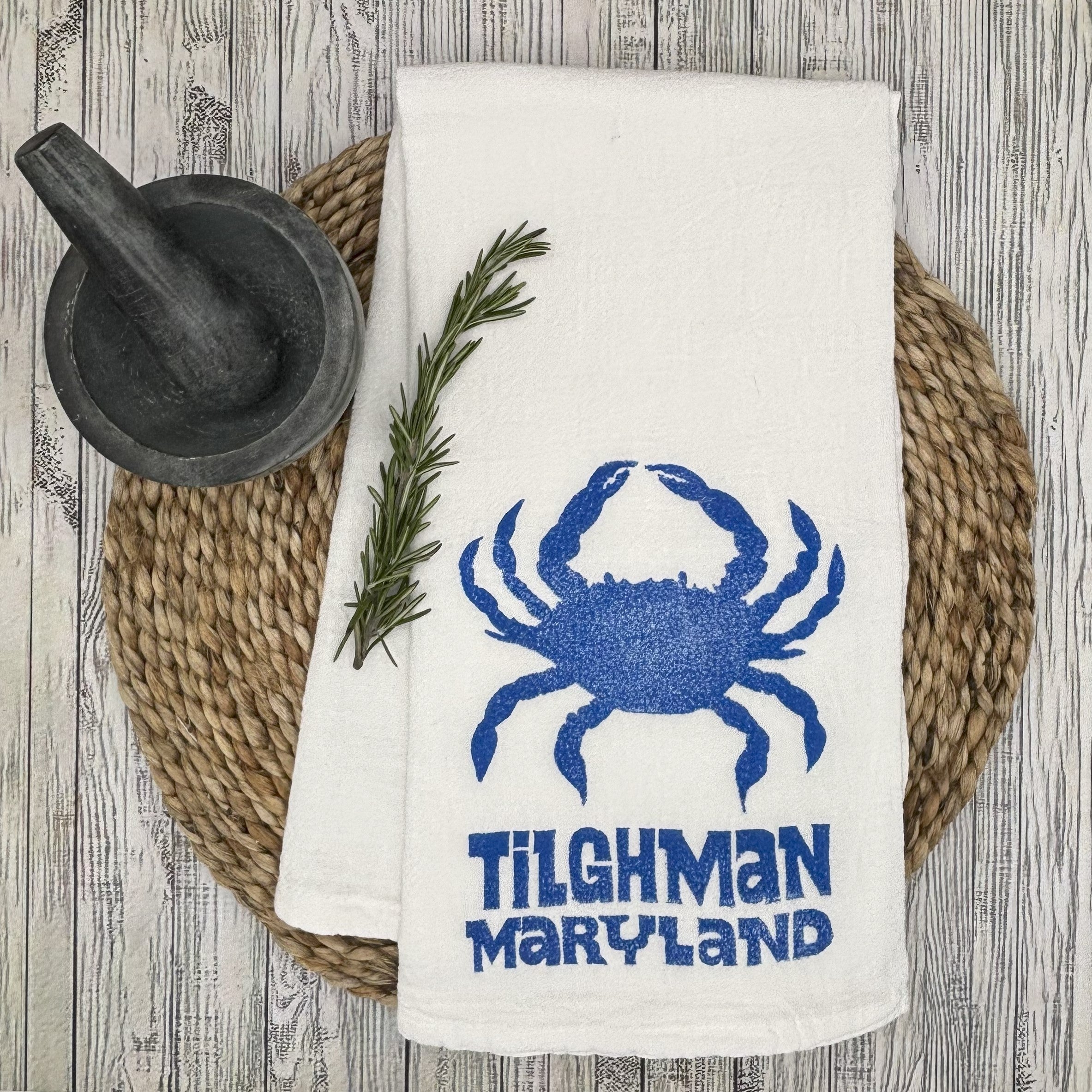 Flour Sack Kitchen Towel • Crab - Maryland Towns •