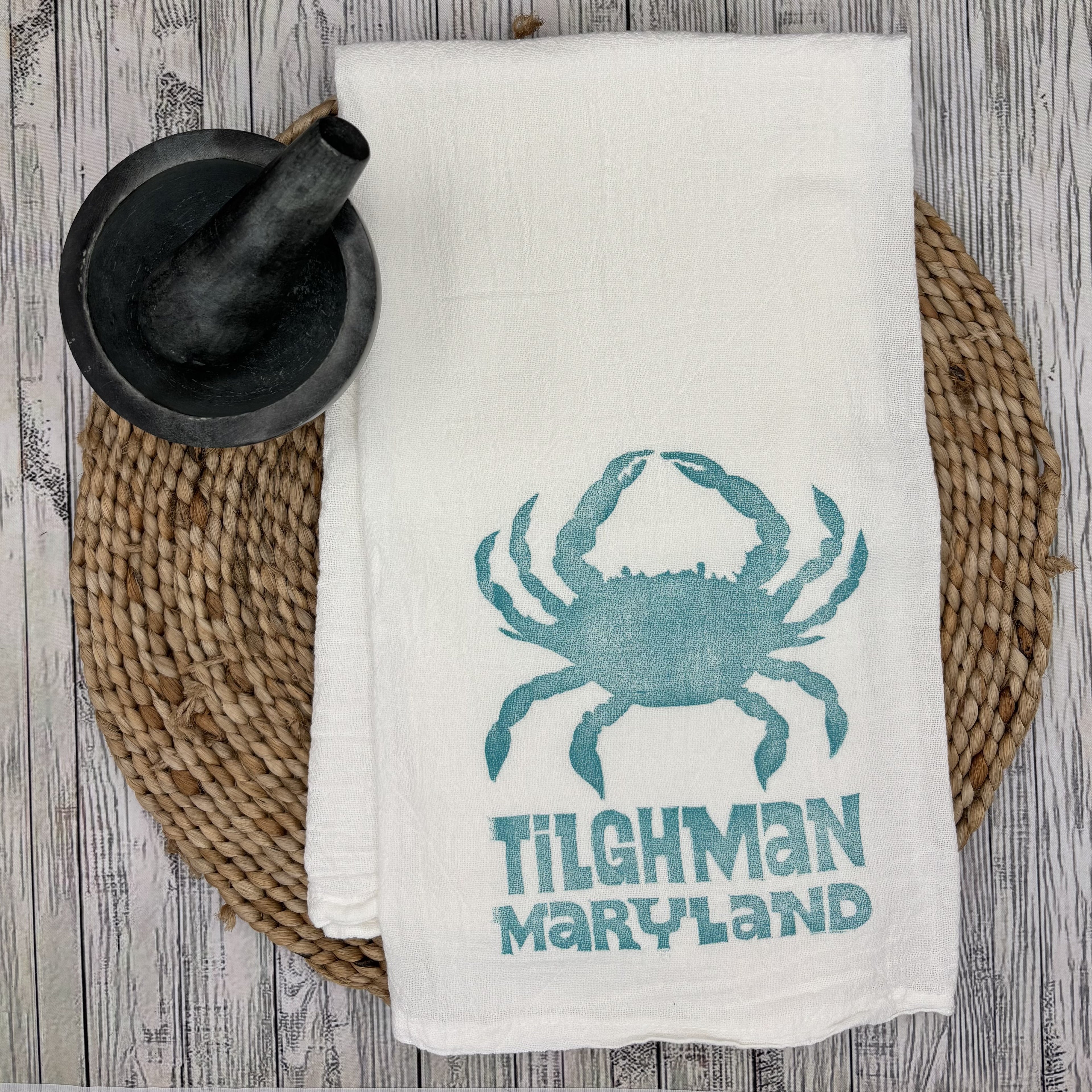 Flour Sack Kitchen Towel • Crab - Maryland Towns •