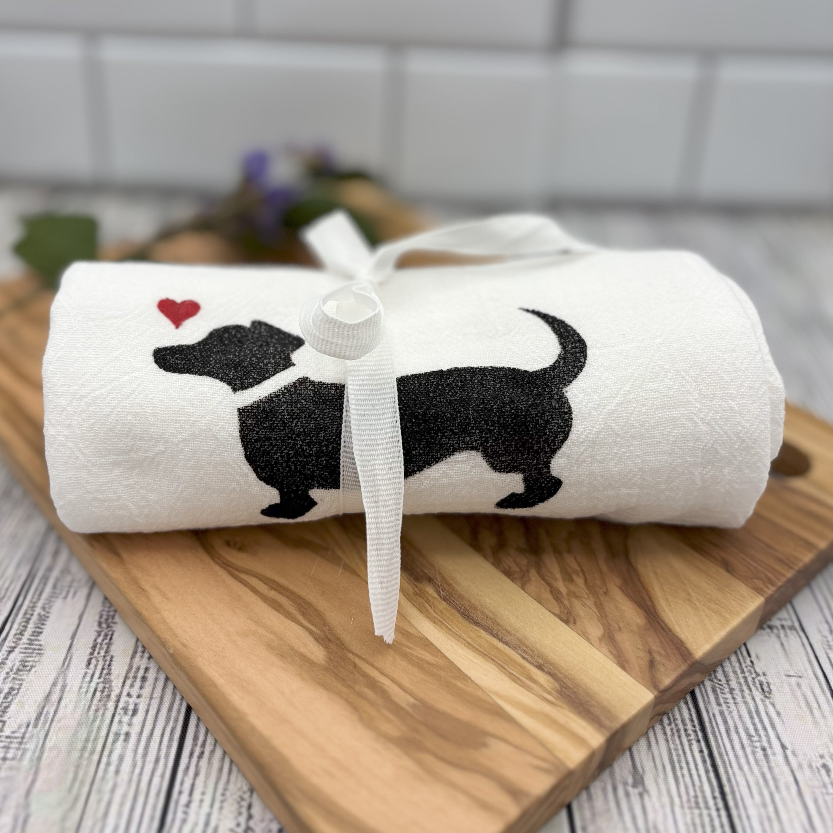 Flour Sack Kitchen Towel • Dachshund •