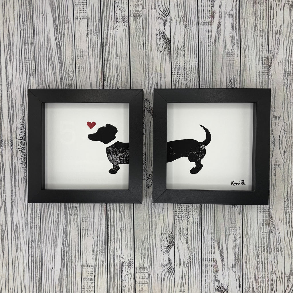 Block Print Framed • Dachshund 5x5 Set •