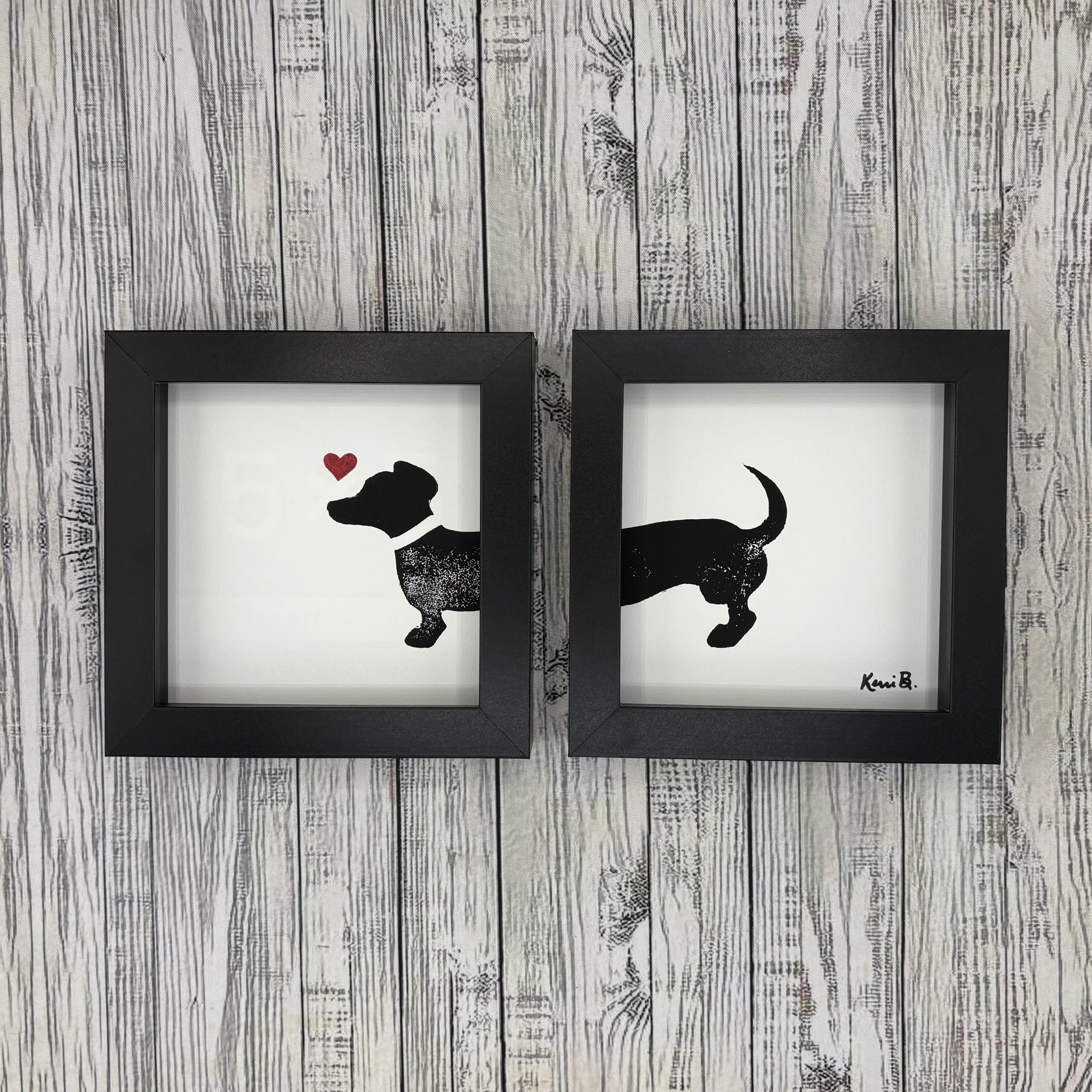 Block Print Framed • Dachshund 5x5 Set •