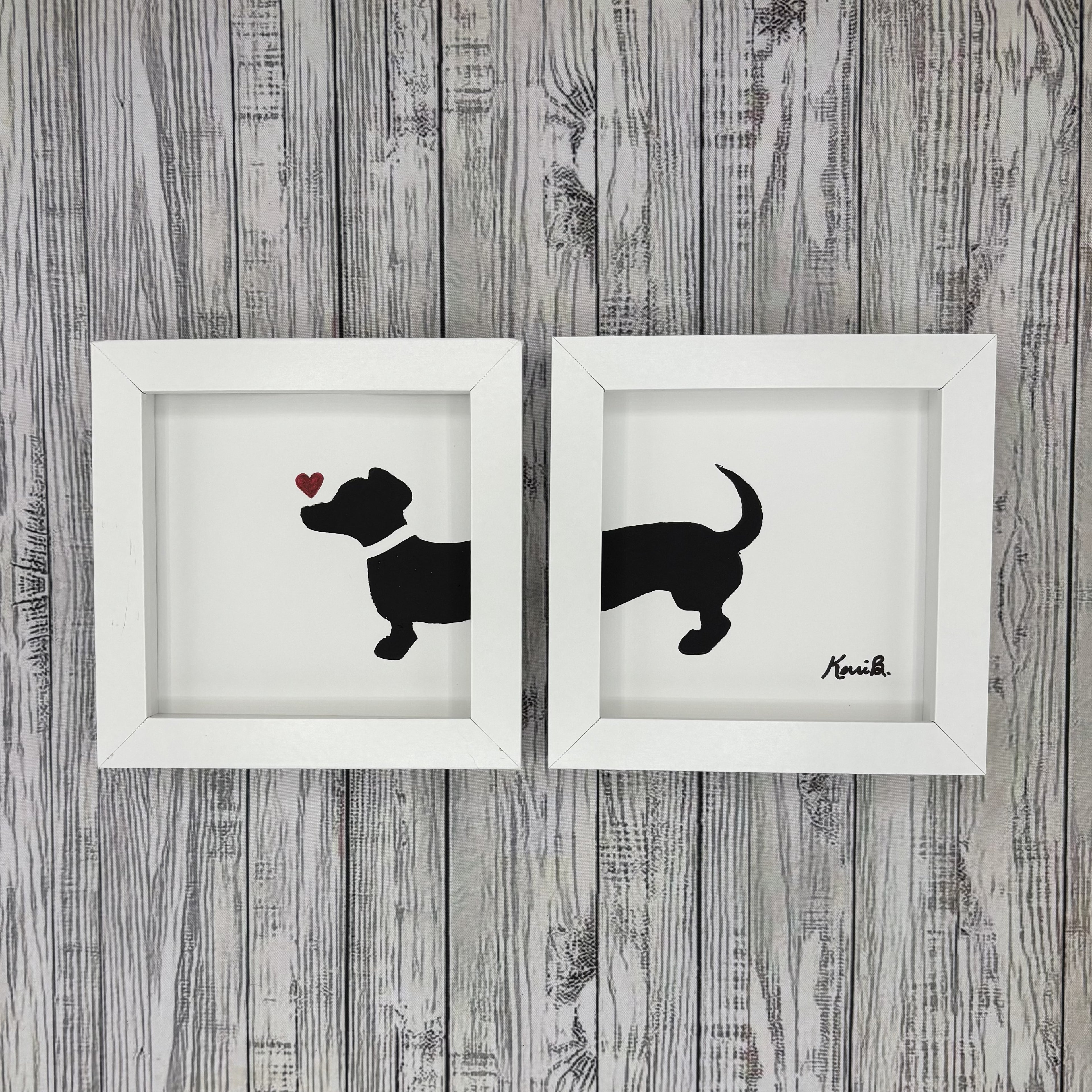 Block Print Framed • Dachshund 5x5 Set •