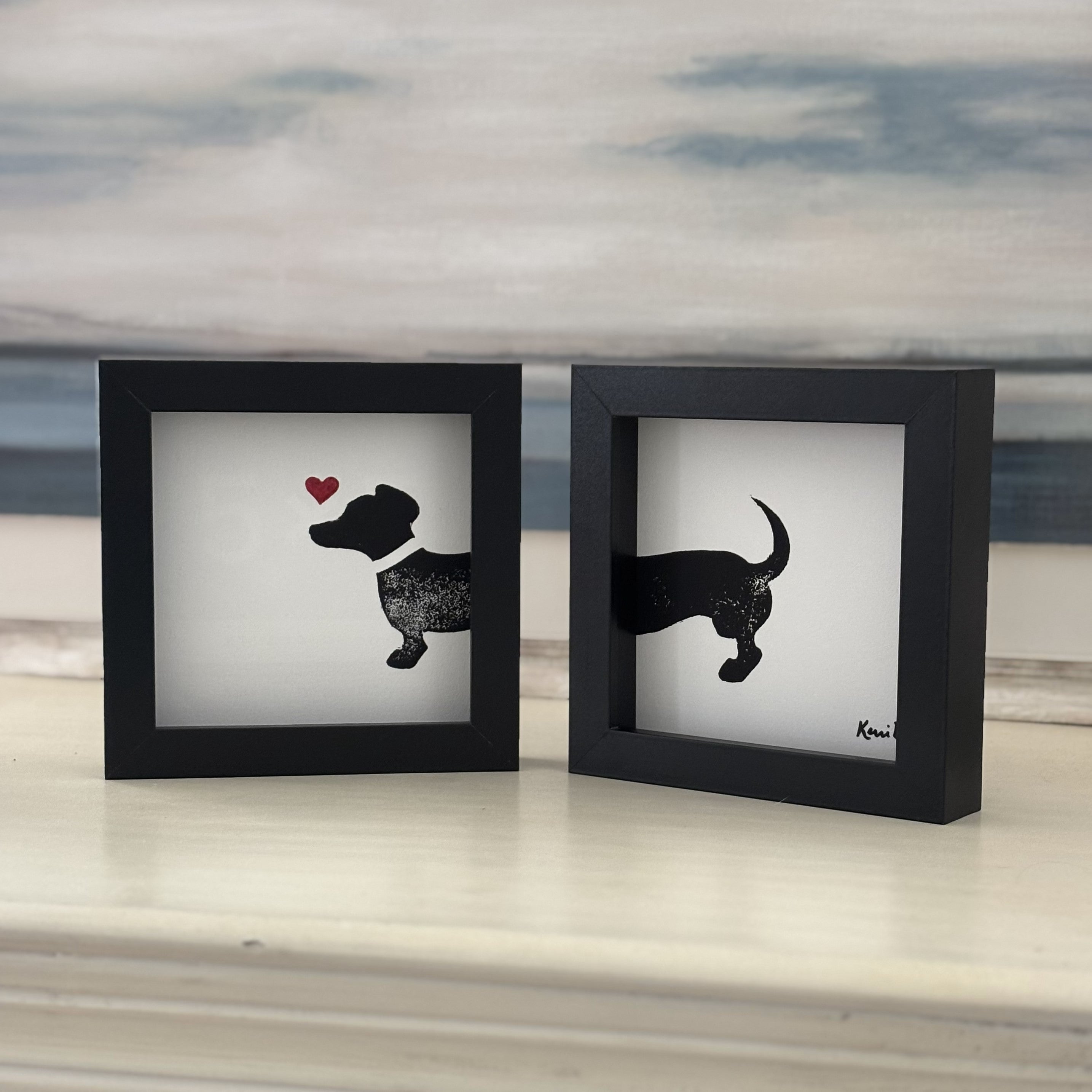 Block Print Framed • Dachshund 5x5 Set •