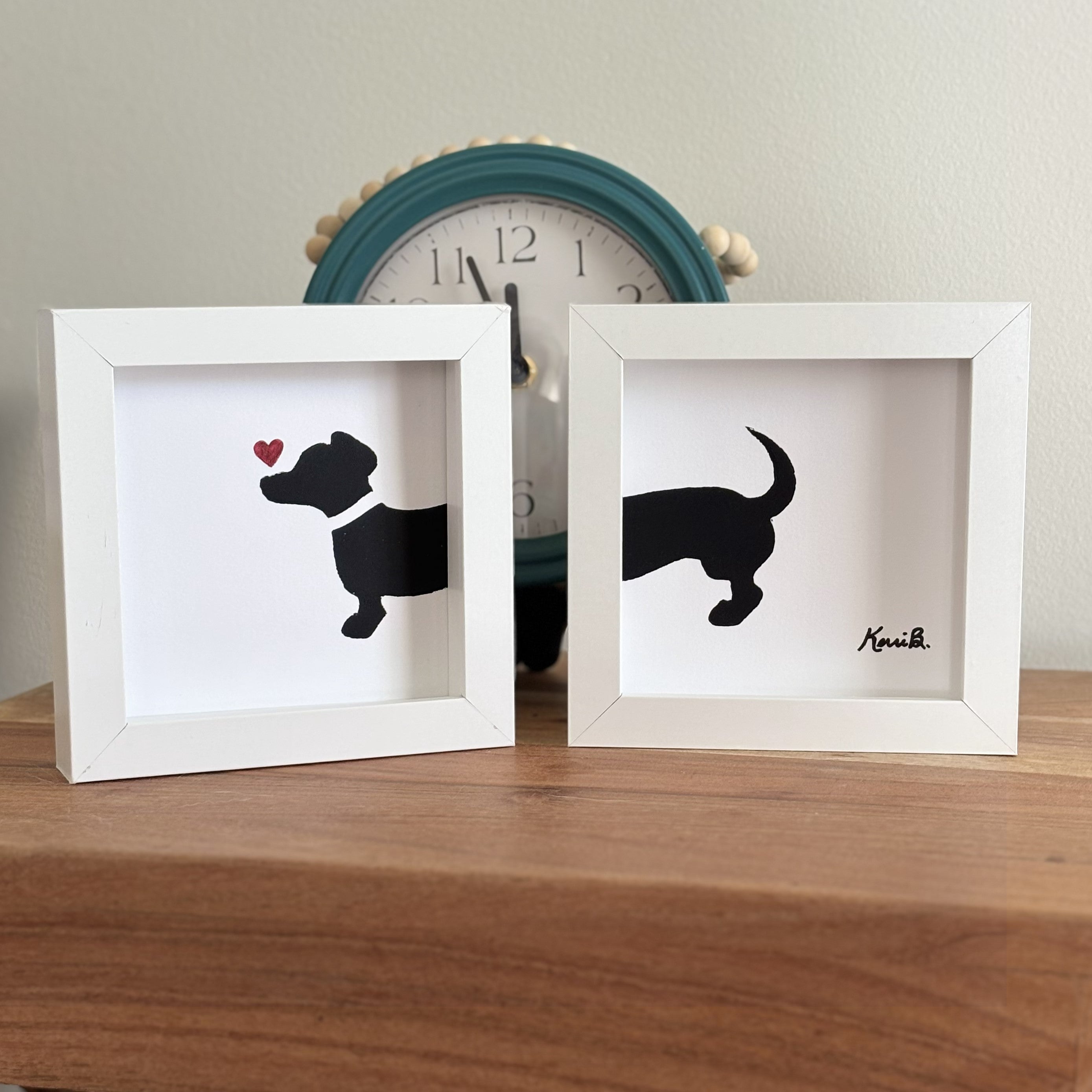 Block Print Framed • Dachshund 5x5 Set •