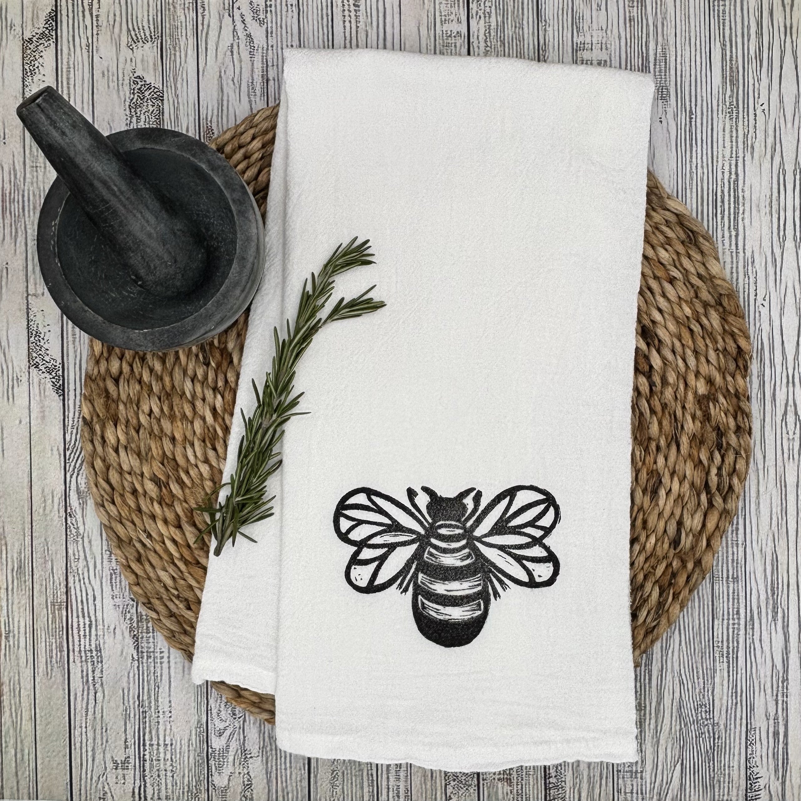 Flour Sack Kitchen Towel • Bee •