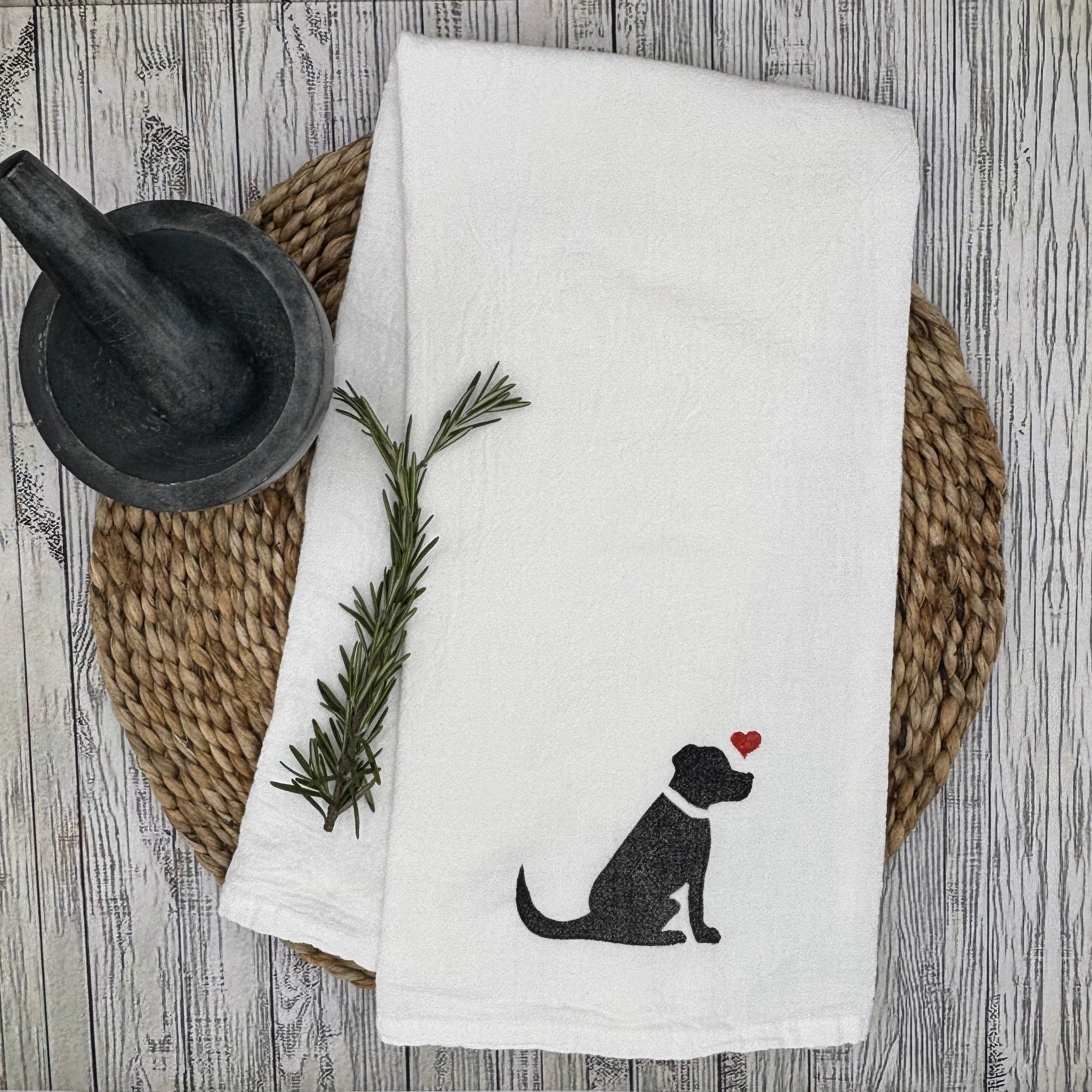 Flour Sack Kitchen Towel • Black Dog •
