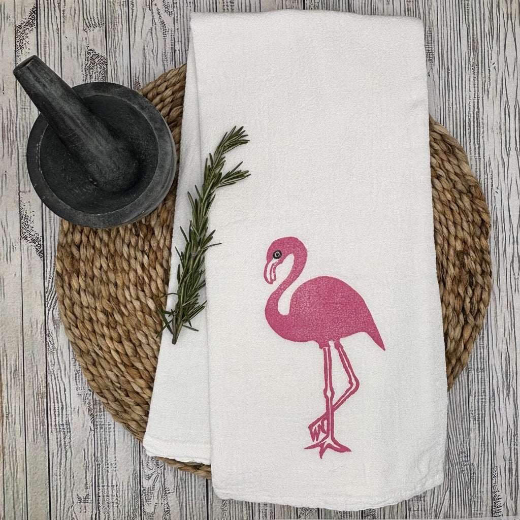 Flour Sack Kitchen Towel • Flamingo •
