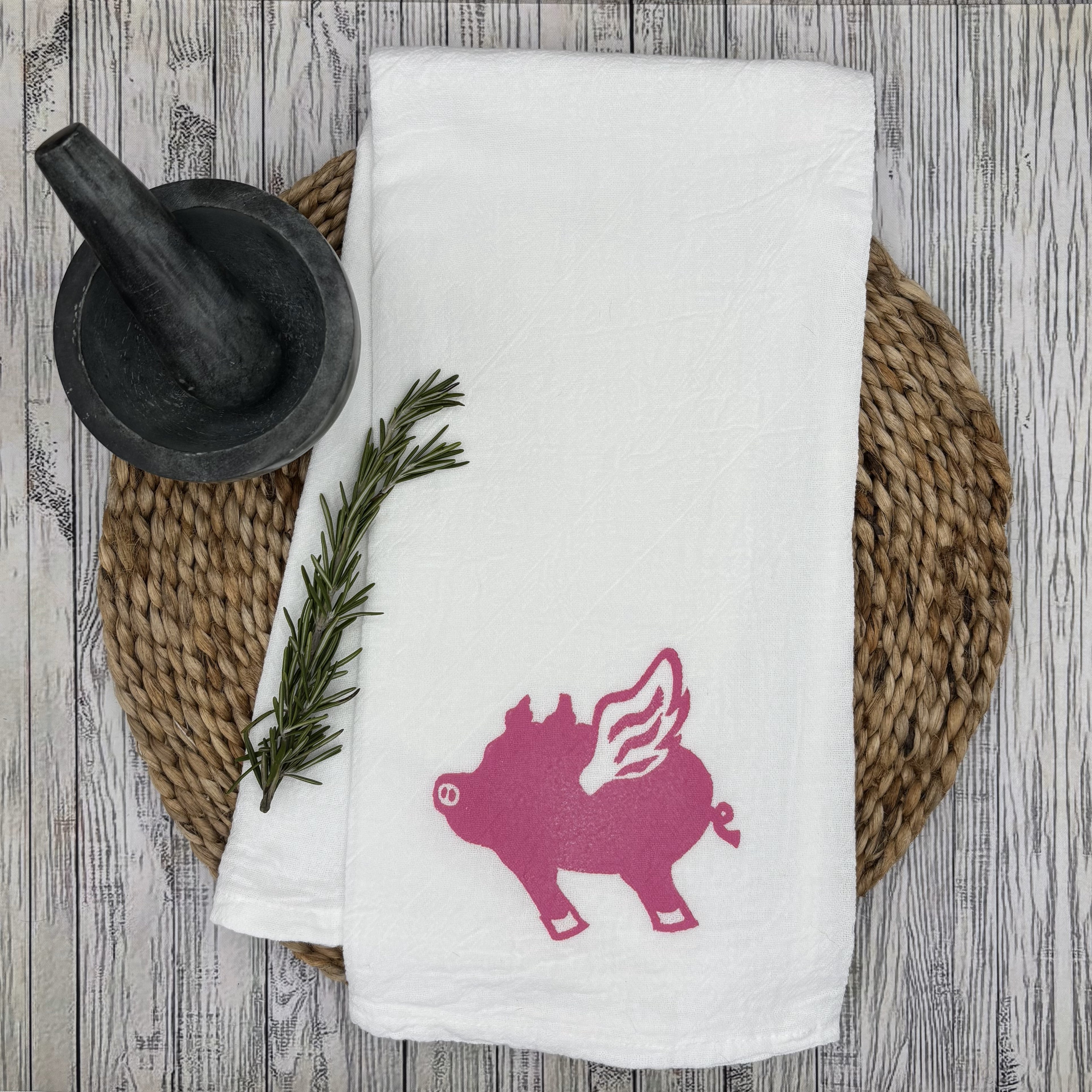 Flour Sack Kitchen Towel • Pigs Fly •