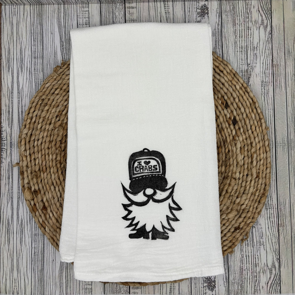 Flour Sack Kitchen Towel • Gnome Heart Crabs •