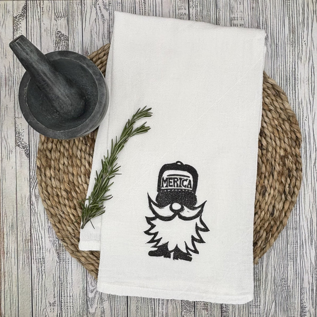 Flour Sack Kitchen Towel • Gnome Merica •