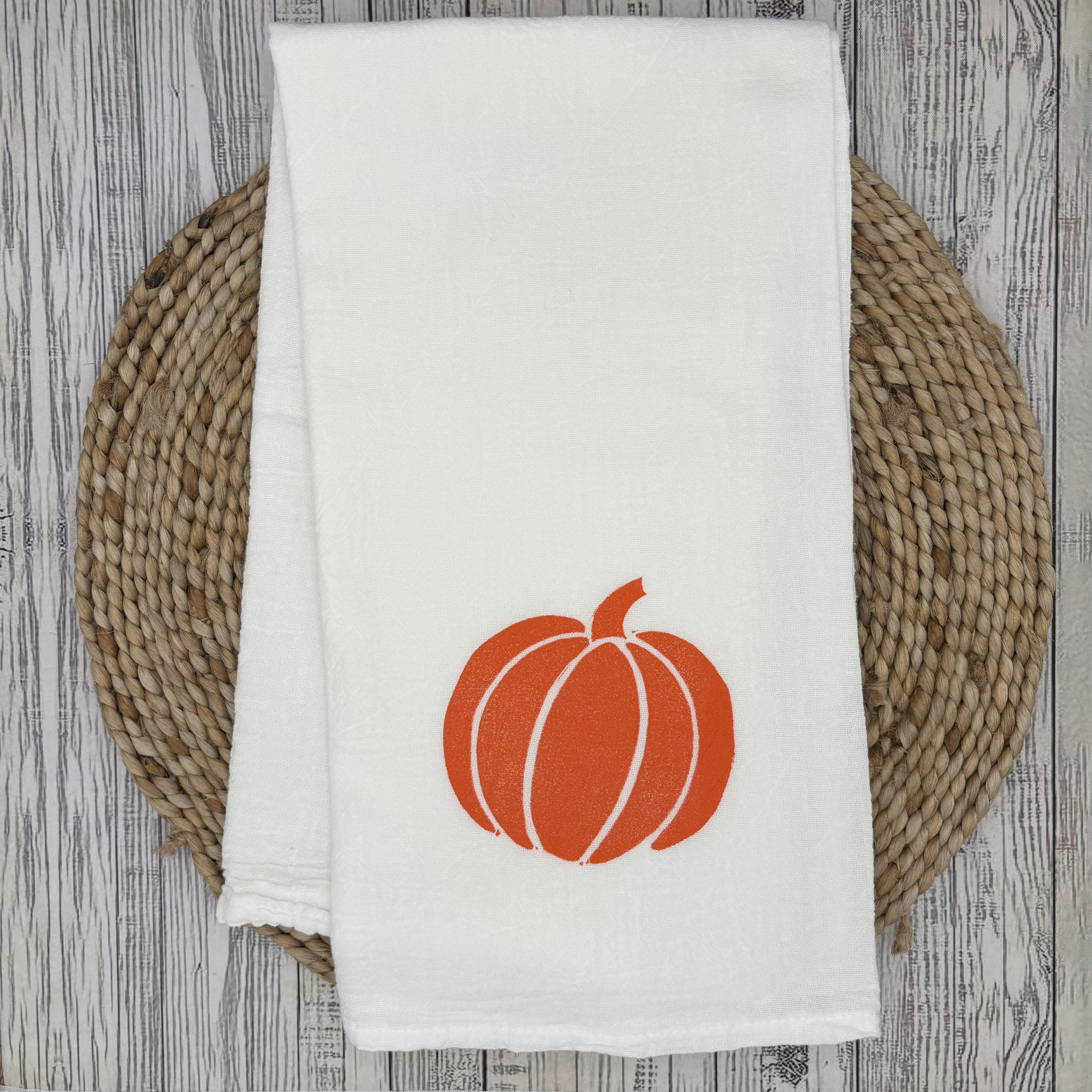 Flour Sack Kitchen Towel • Seasonal - Pumpkin •