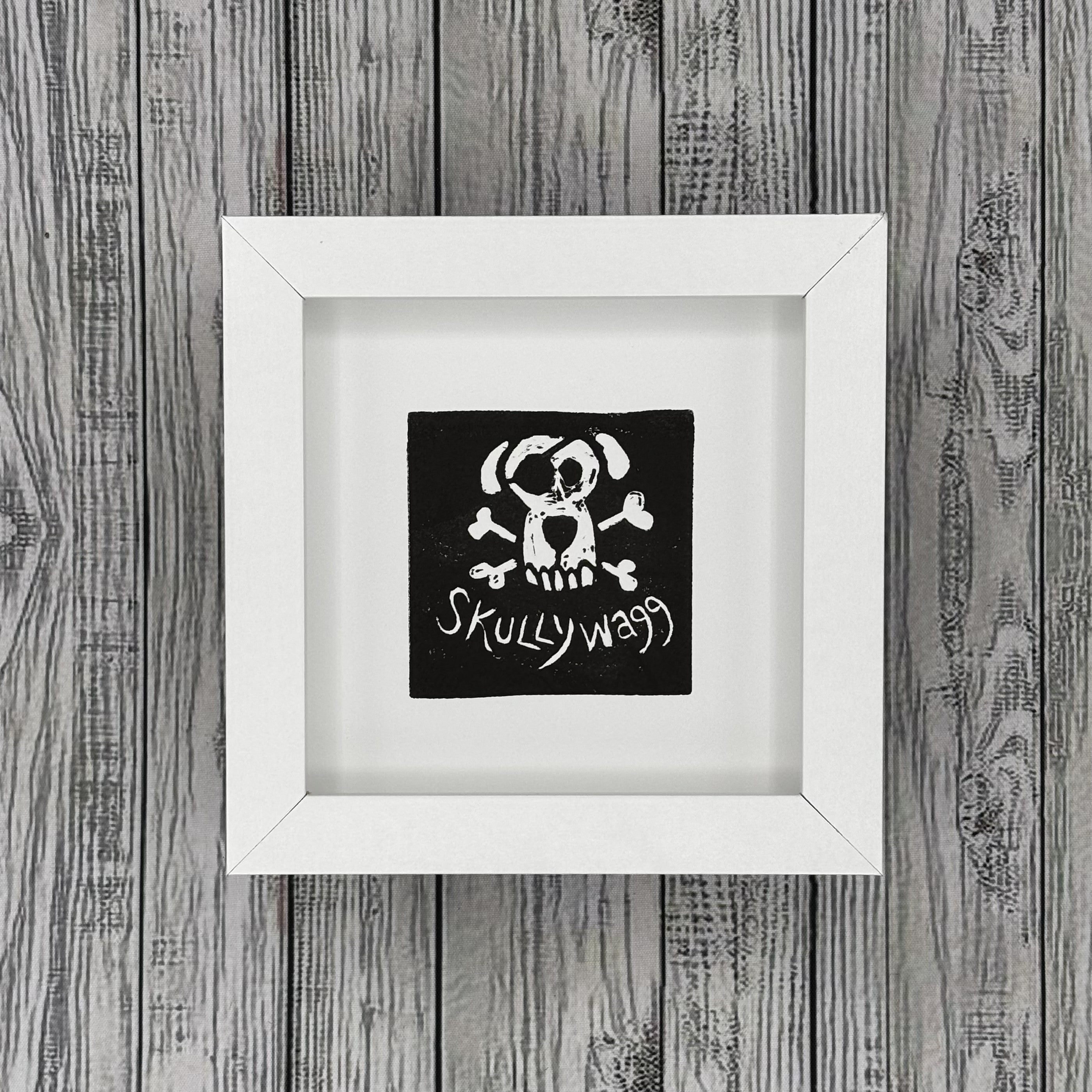 Block Print Framed • Skullywagg 5x5 •