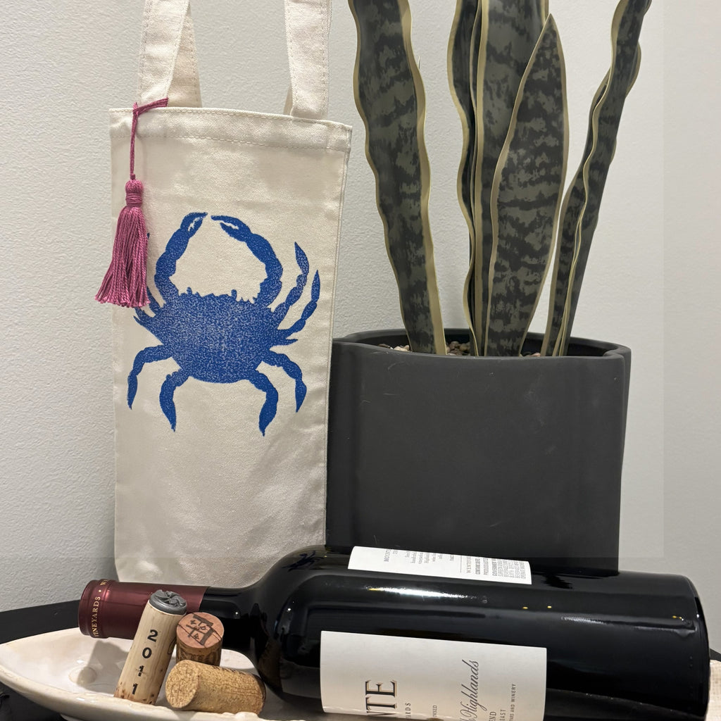 Wine Bottle Tote •Crab•