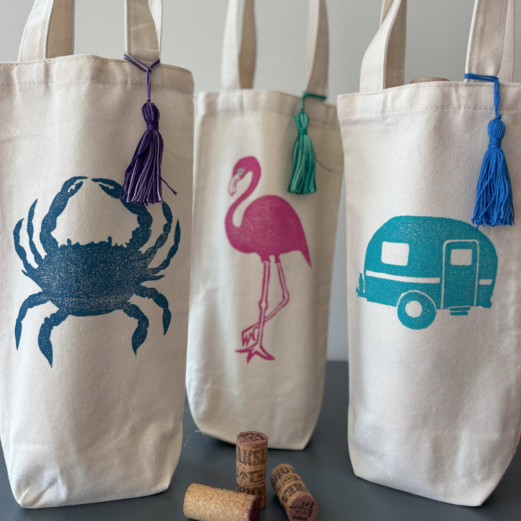 Wine Bottle Tote •Crab•