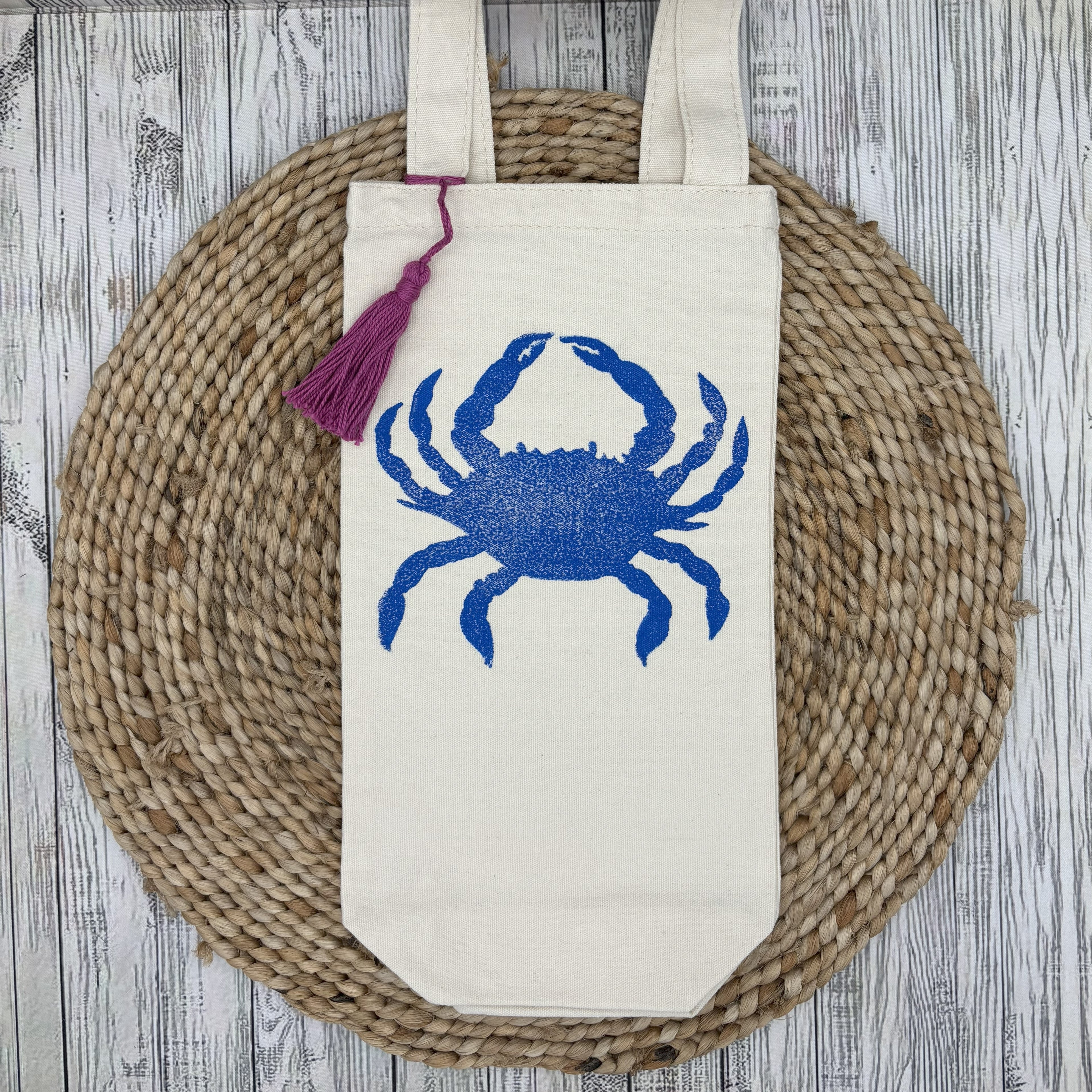 Wine Bottle Tote •Crab•