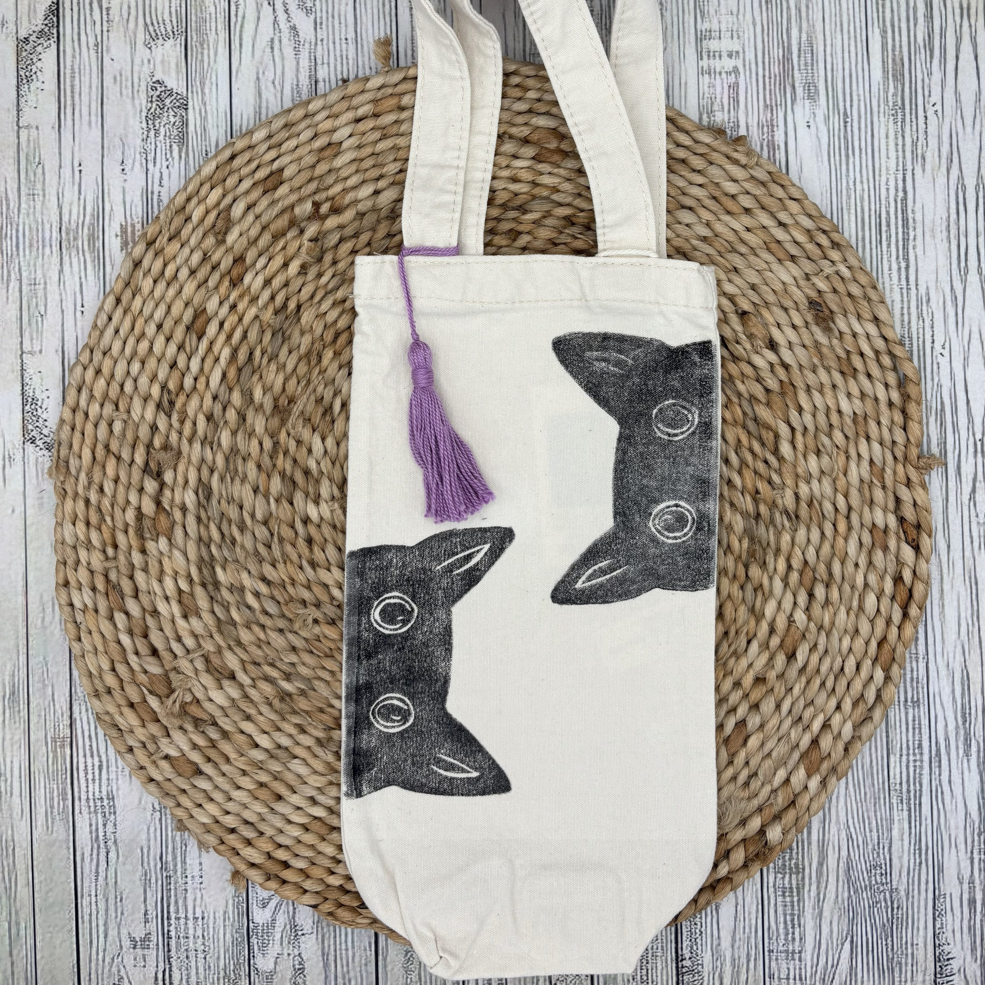 Wine Bottle Tote •Cats•