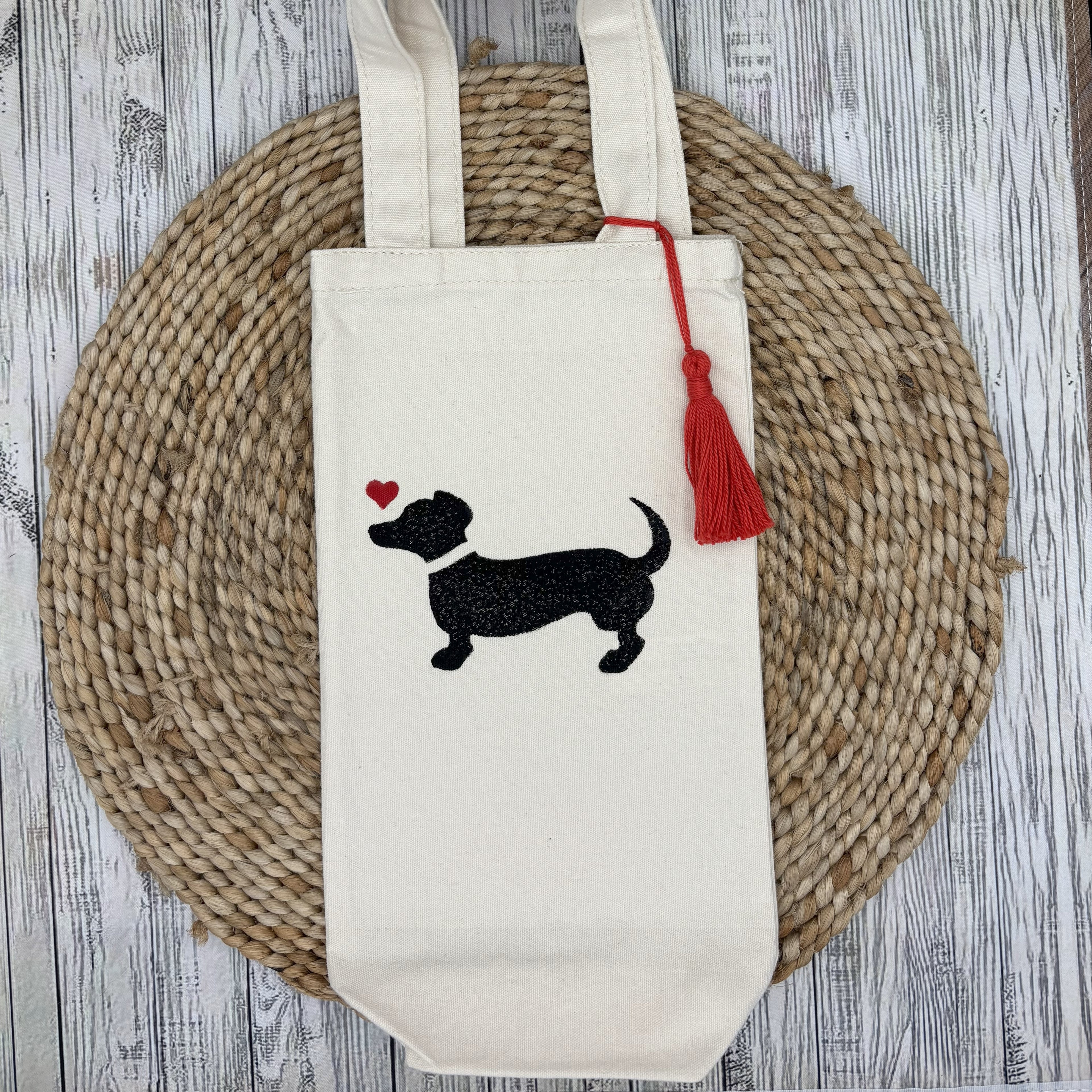 Wine Bottle Tote •Dachshund•