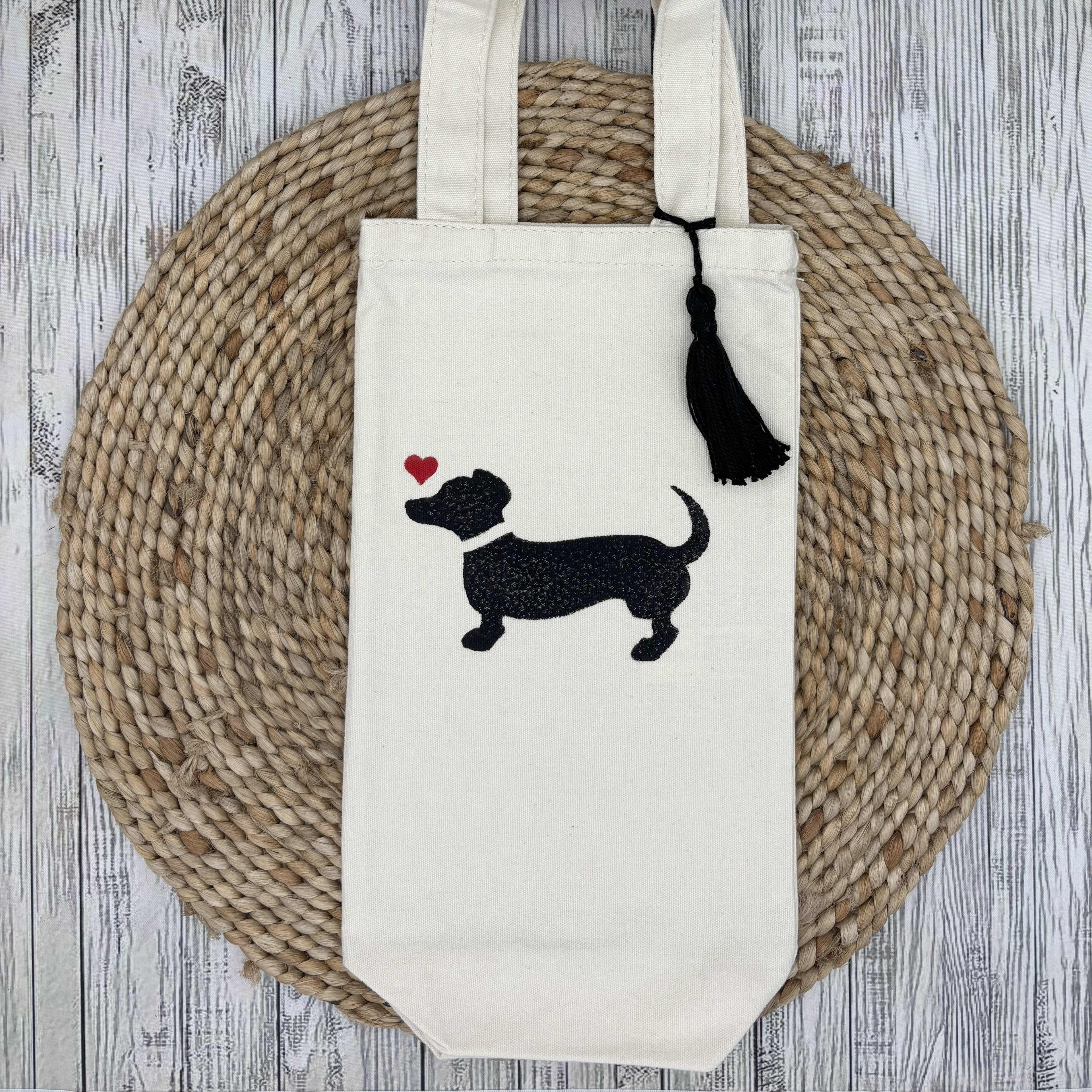 Wine Bottle Tote •Dachshund•