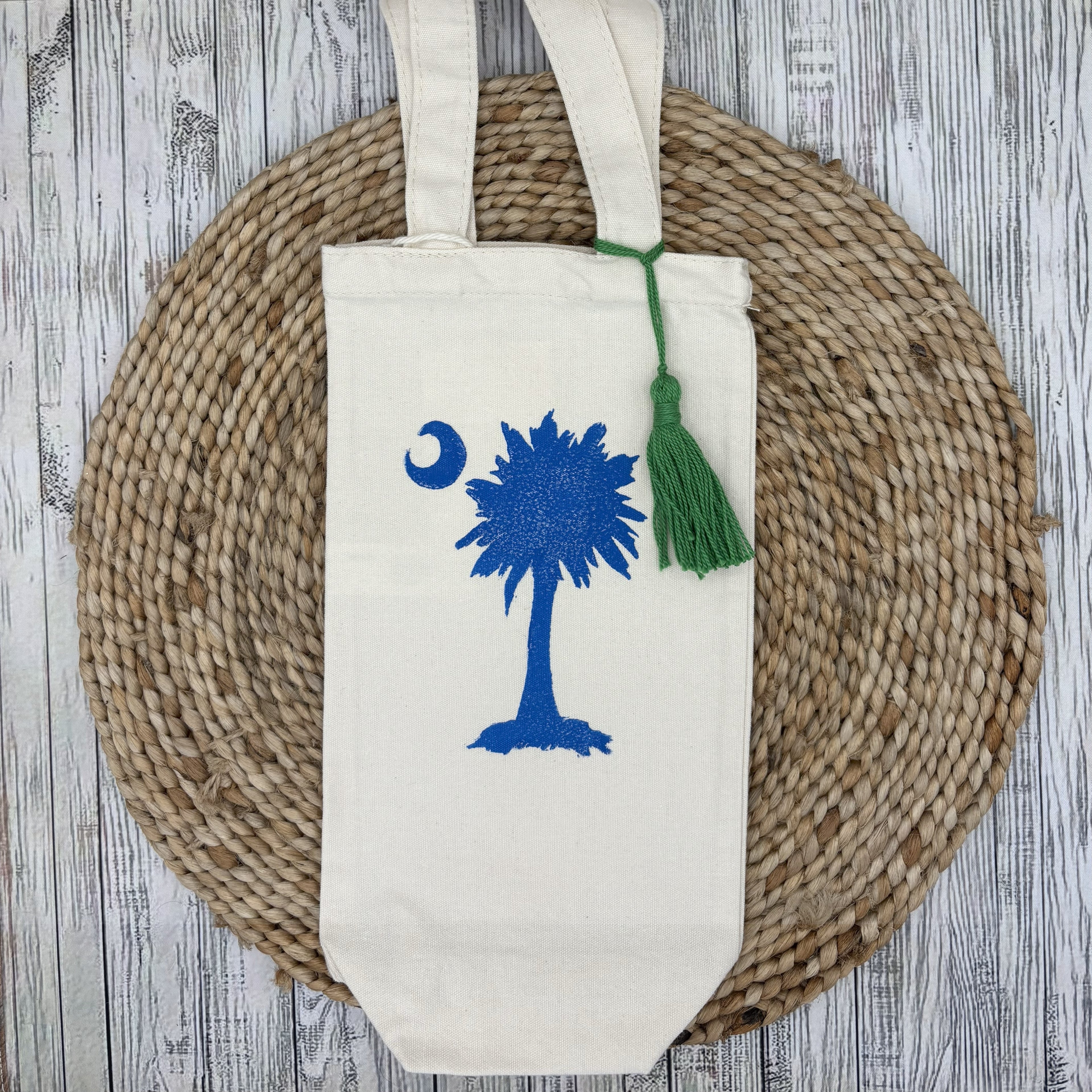 Wine Bottle Tote •Palmetto Moon•