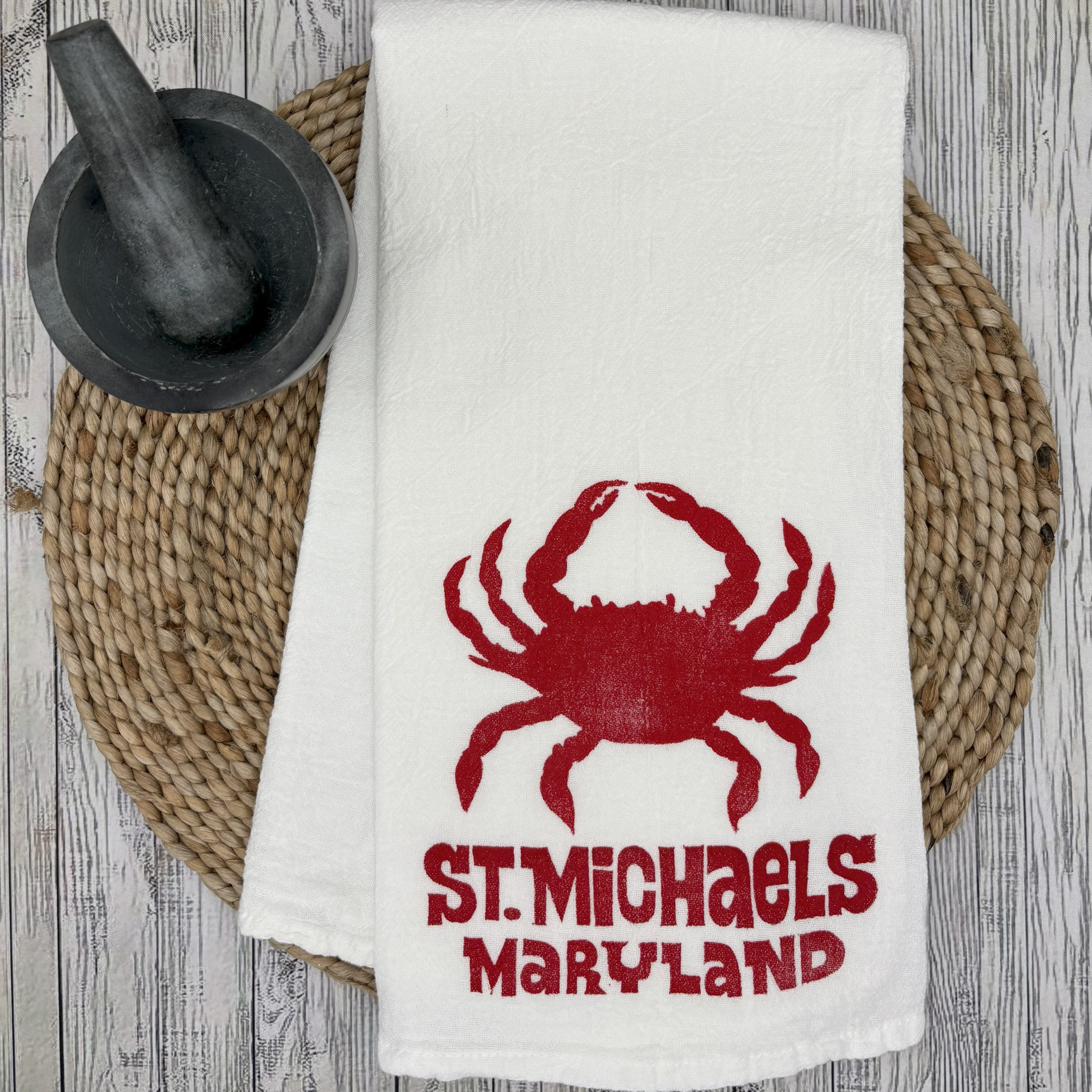 Flour Sack Kitchen Towel • Crab - Maryland Towns •