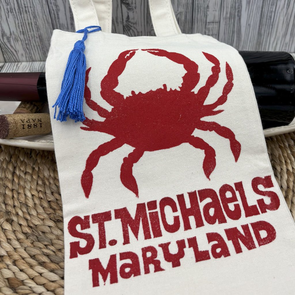Wine Bottle Tote •Crab - Maryland Towns•