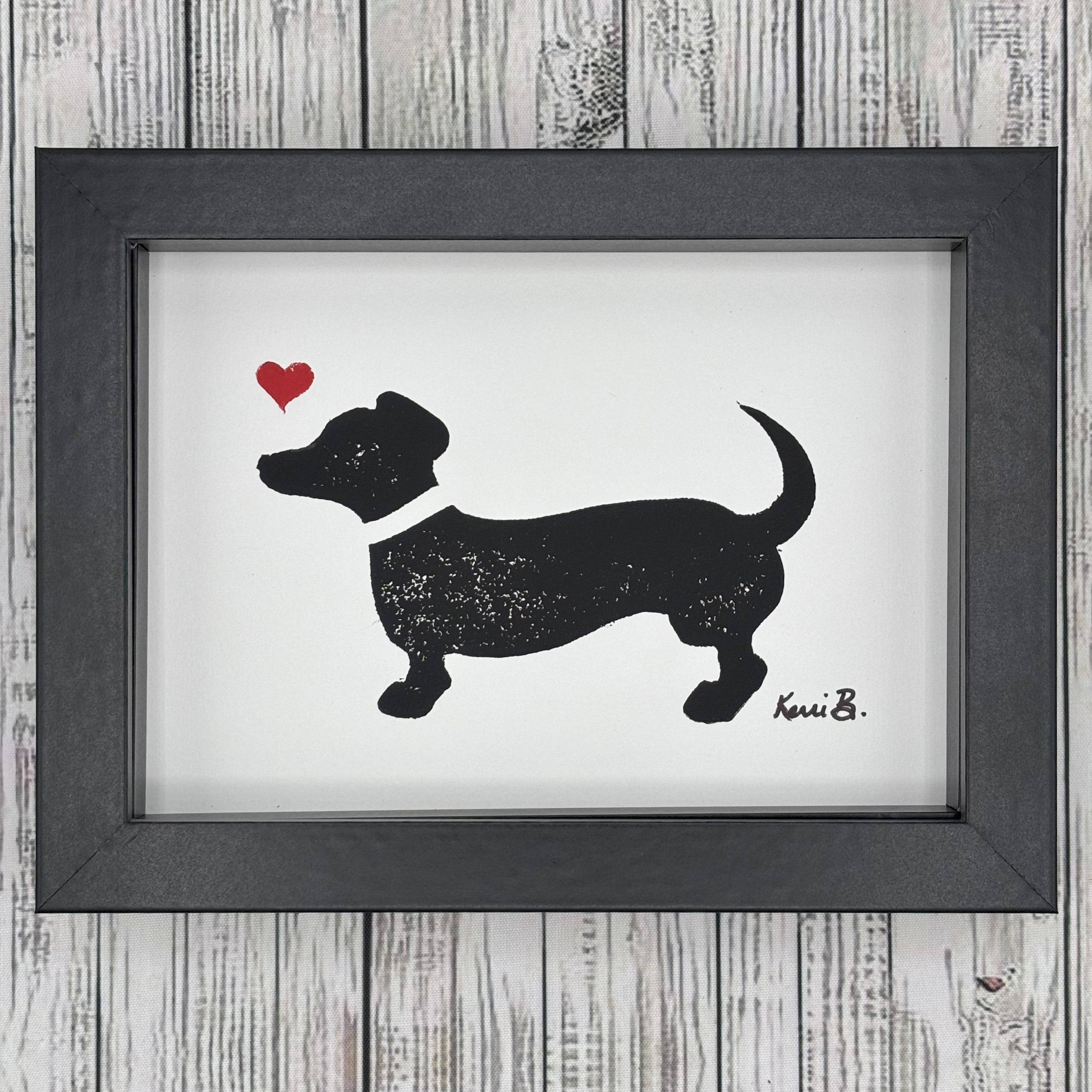 Block Print Framed • Dachshund 5x7 •
