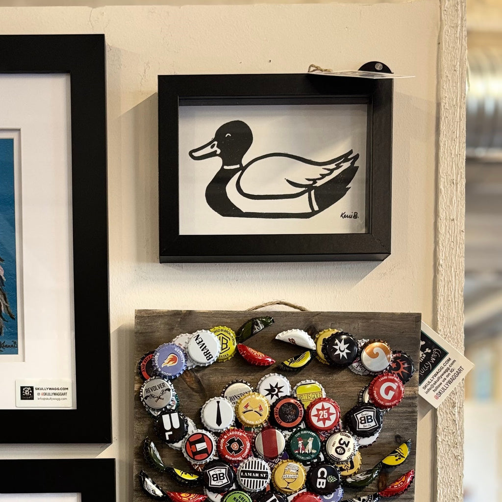 Block Print Framed • Duck 5x7 •